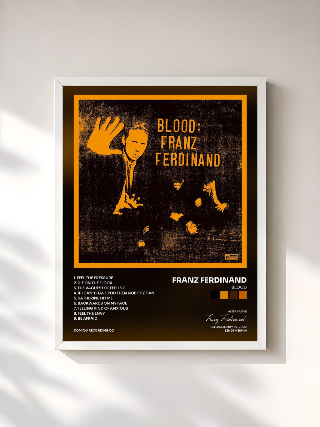 #blanc Blood di Franz Ferdinand in stampa incorniciata, cornice bianca, stampata e incorniciata in Francia