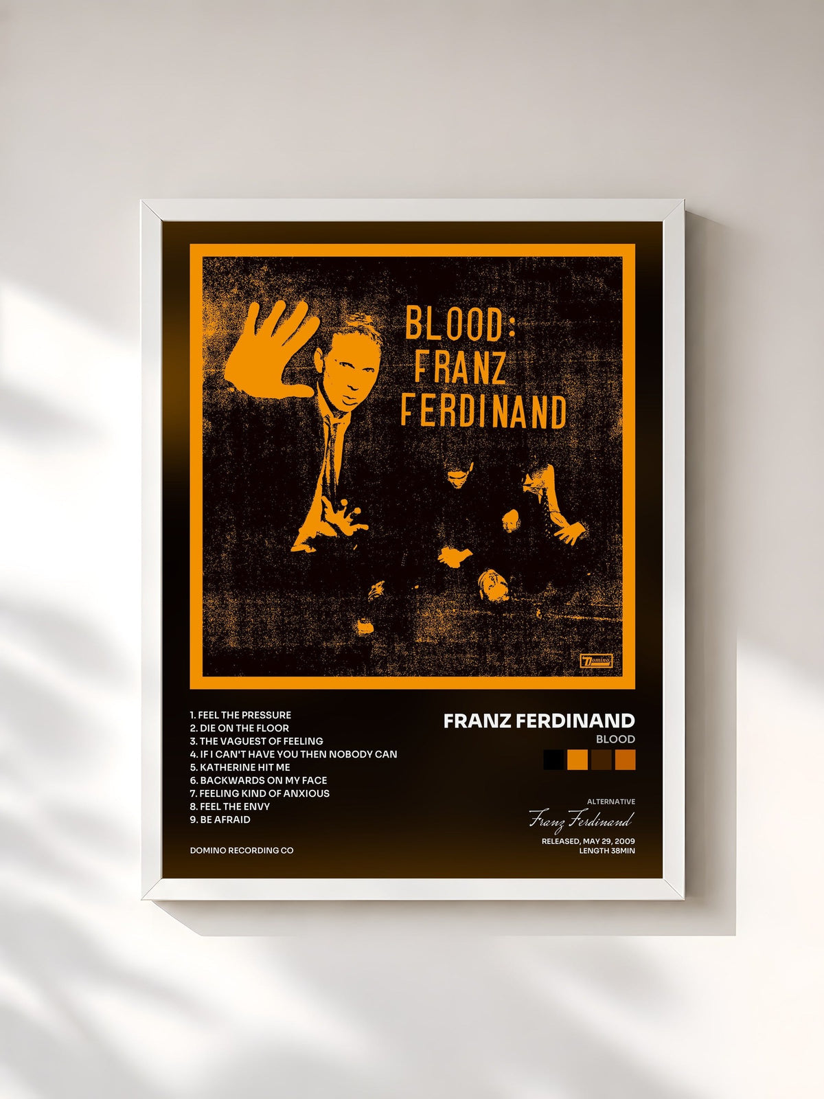 #blanc Blood von Franz Ferdinand als gerahmter Kunstdruck, weißer Rahmen, gedruckt und gerahmt in Frankreich