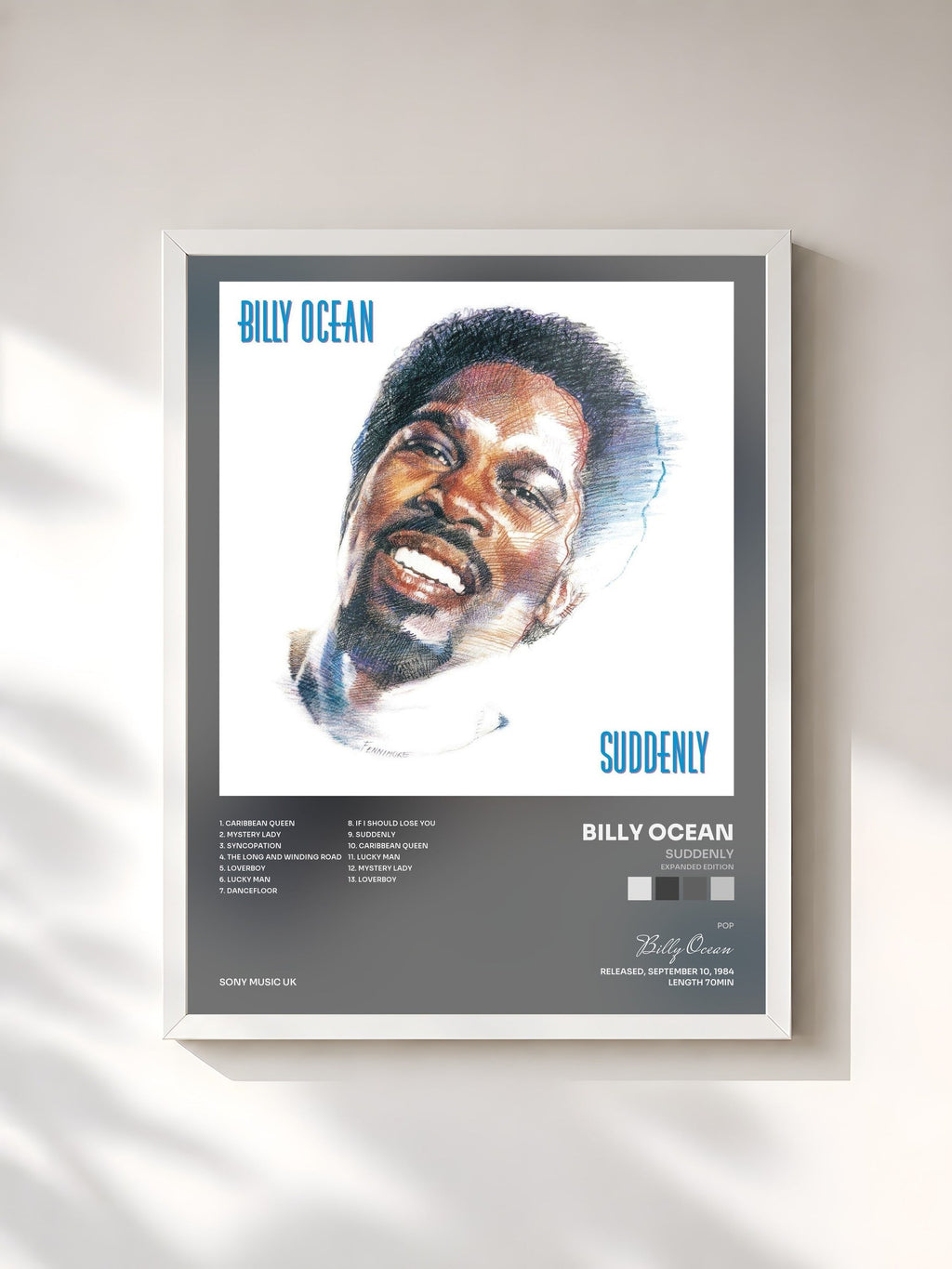 #blanc Suddenly (Expanded Edition) by Billy Ocean as a framed art print, white frame, printed and framed in France