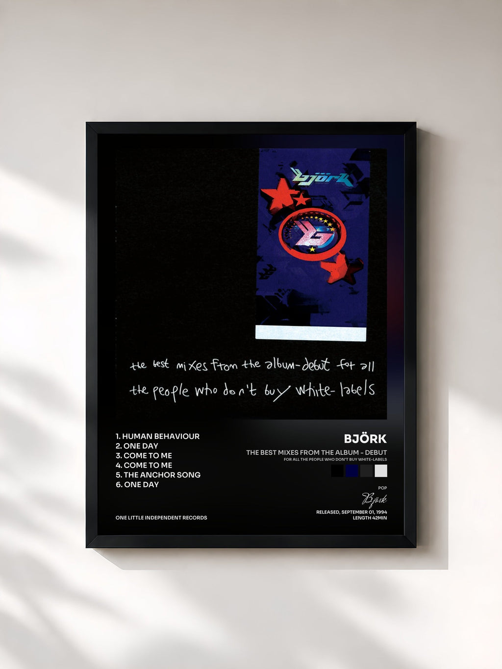 #noir The Best Mixes From The Album - Debut (For All The People Who Don't Buy White-Labels) von Björk als gerahmter Kunstdruck, schwarzer Rahmen, gedruckt und gerahmt in Frankreich