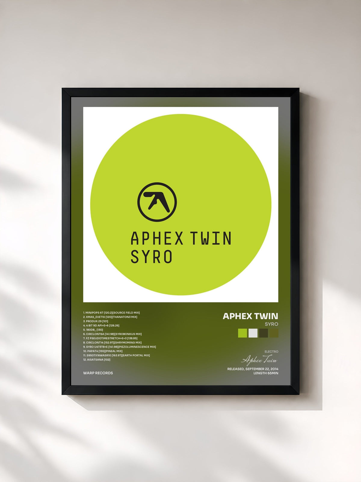 #noir Tableau de l'album Syro de Aphex Twin, cadre noir, imprimé et encadré en France