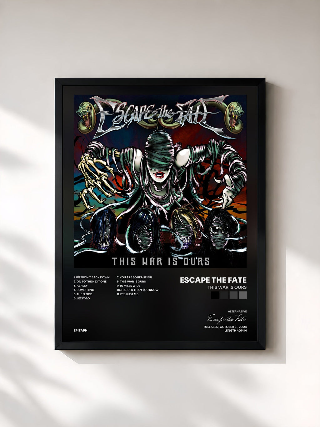 #noir This War Is Ours by Escape the Fate as a framed art print, black frame, printed and framed in France
