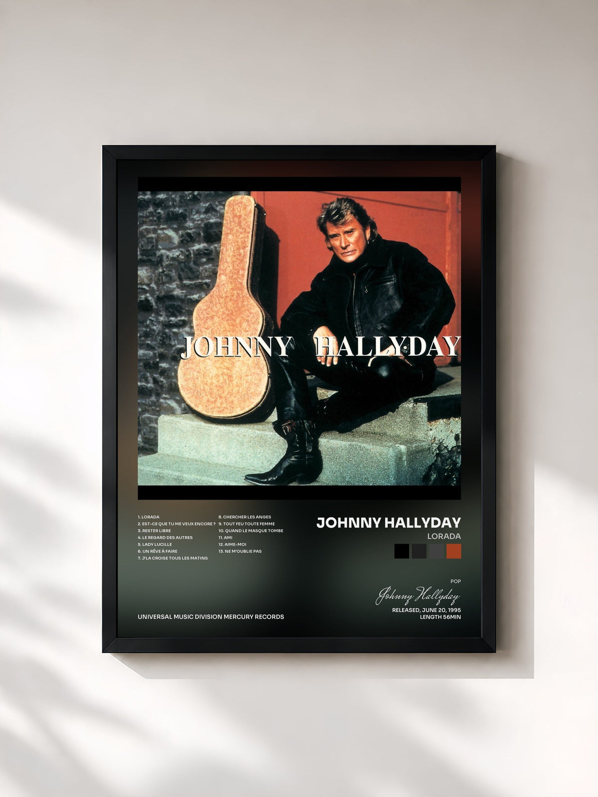 #noir Lorada di Johnny Hallyday in stampa incorniciata, cornice nera, stampata e incorniciata in Francia