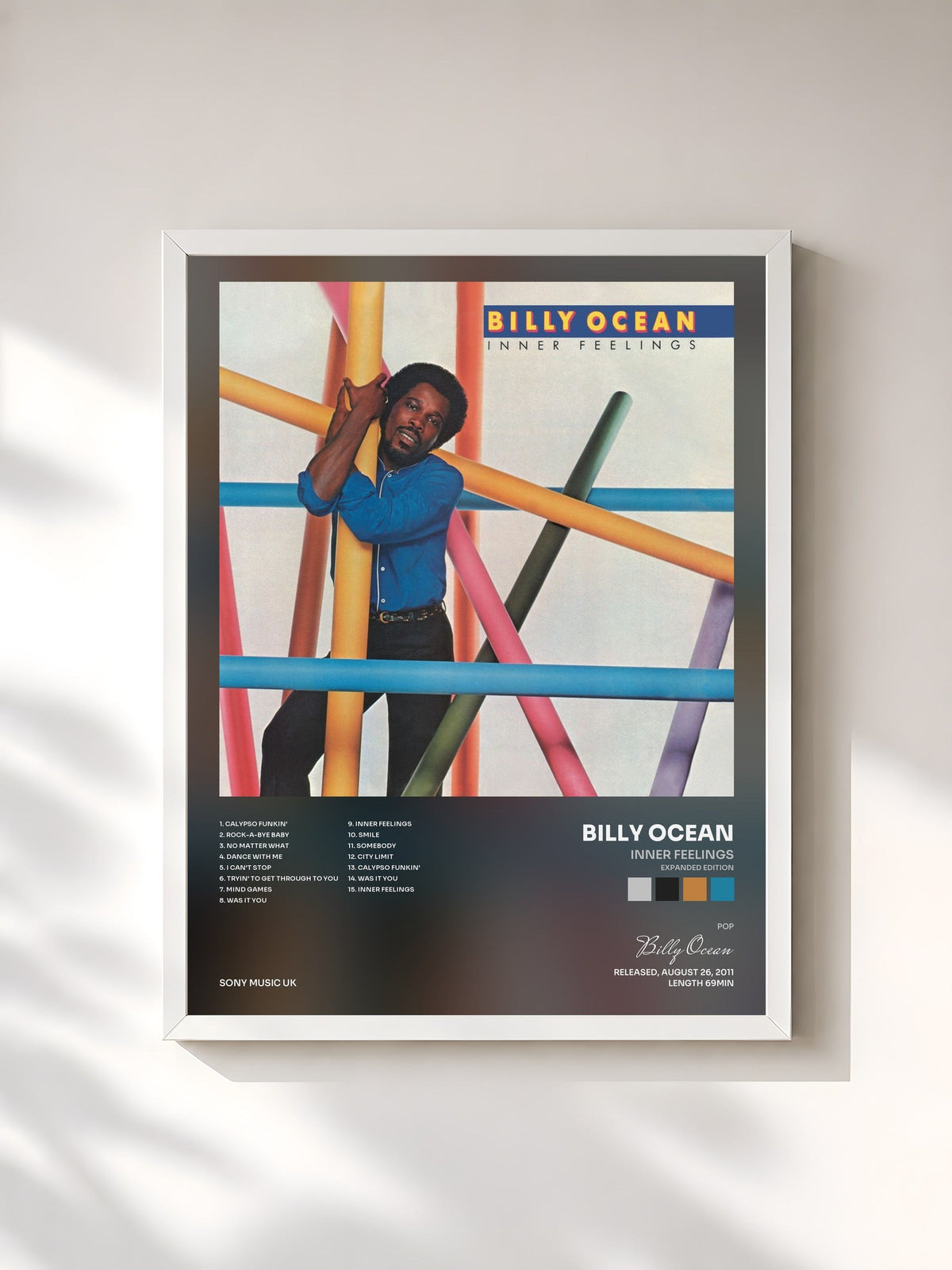 #blanc Tableau de l'album Inner Feelings (Expanded Edition) de Billy Ocean, cadre blanc, imprimé et encadré en France