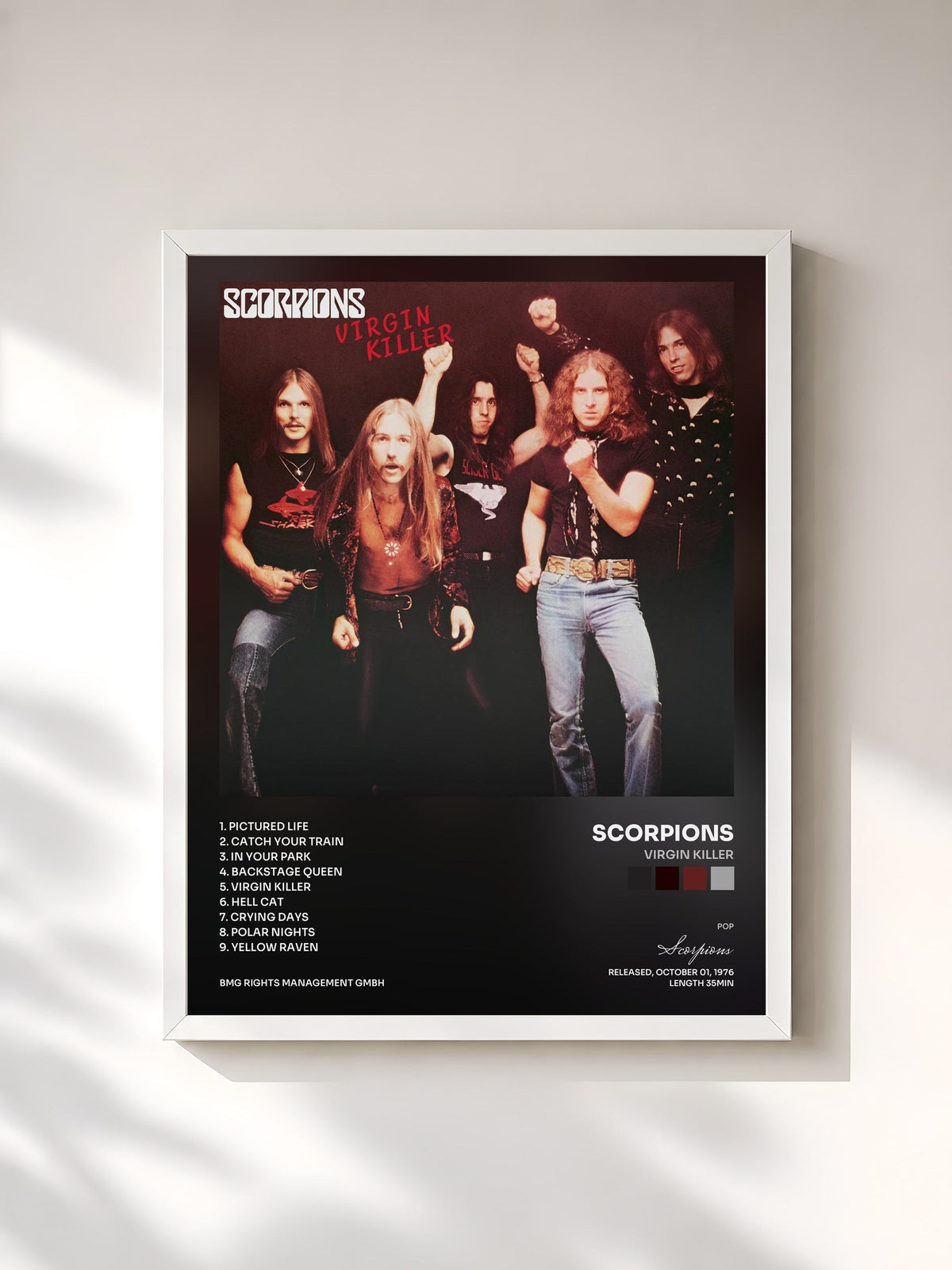 #blanc Tableau de l'album Virgin Killer de Scorpions, cadre blanc, imprimé et encadré en France