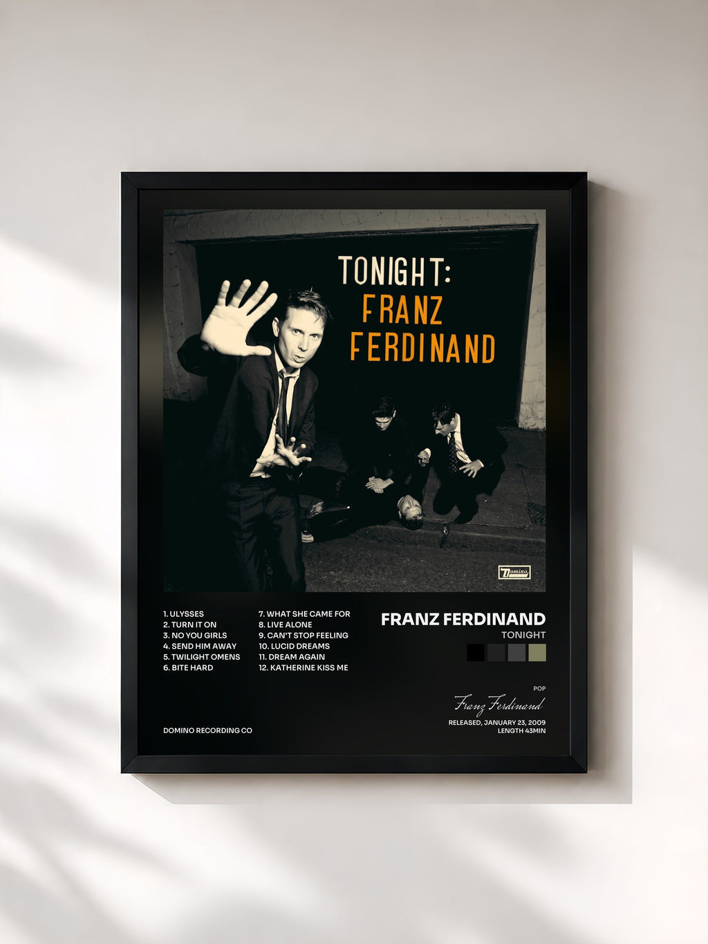 #noir Tonight von Franz Ferdinand als gerahmter Kunstdruck, schwarzer Rahmen, gedruckt und gerahmt in Frankreich