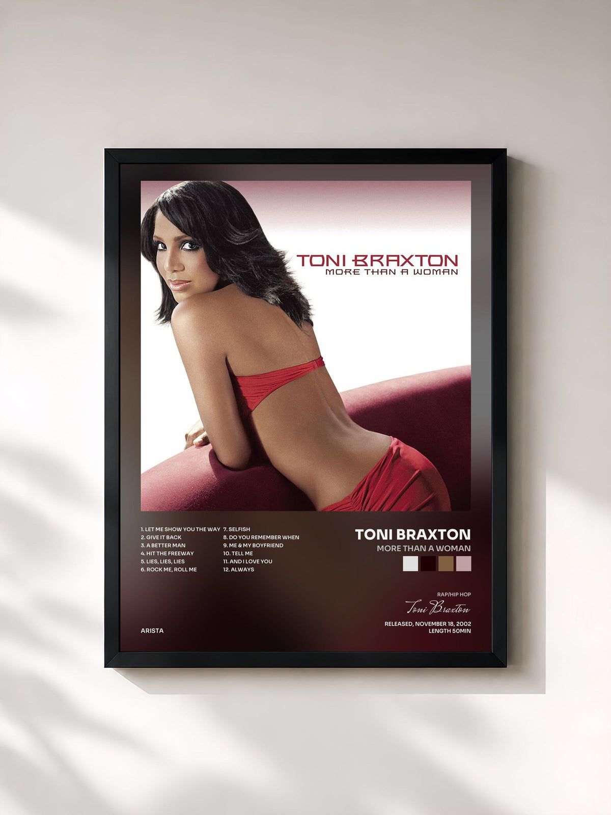#noir More Than A Woman by Toni Braxton as a framed art print, black frame, printed and framed in France