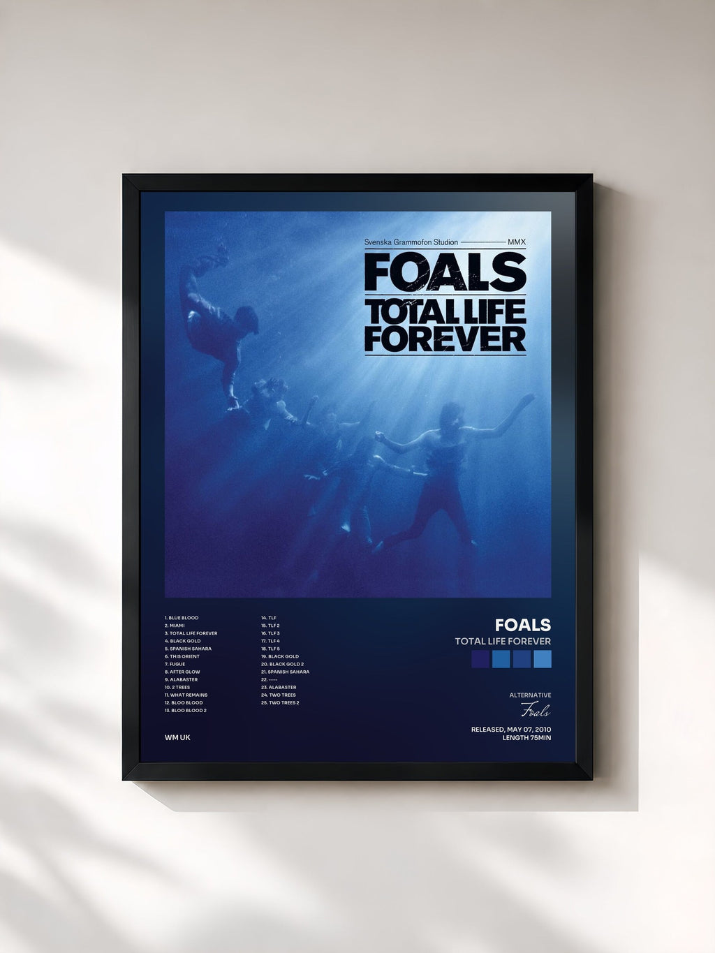 #noir Tableau de l'album Total Life Forever de Foals, cadre noir, imprimé et encadré en France