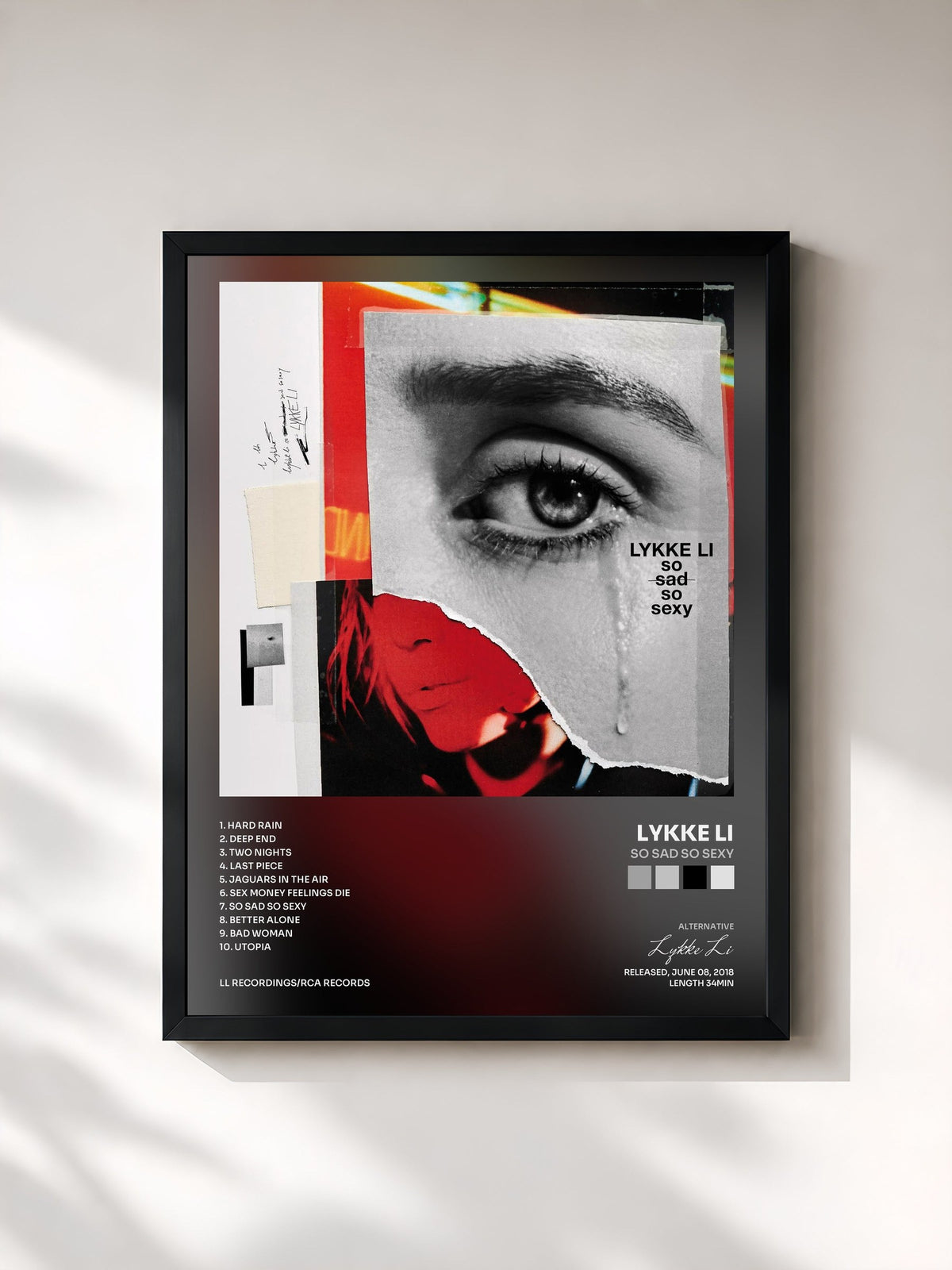 #noir Tableau de l'album so sad so sexy de Lykke Li, cadre noir, imprimé et encadré en France