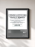 #noir Tableau de l'album Touch It Remixes de Busta Rhymes, cadre noir, imprimé et encadré en France