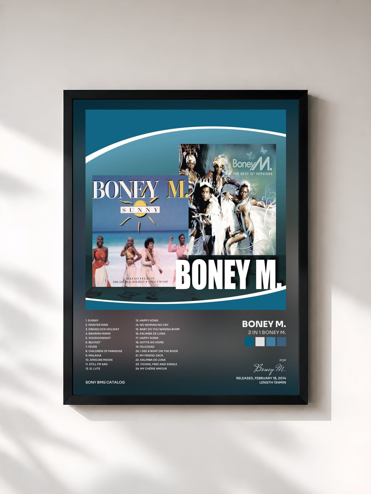#noir 2 in 1 Boney M. von Boney M. als gerahmter Kunstdruck, schwarzer Rahmen, gedruckt und gerahmt in Frankreich