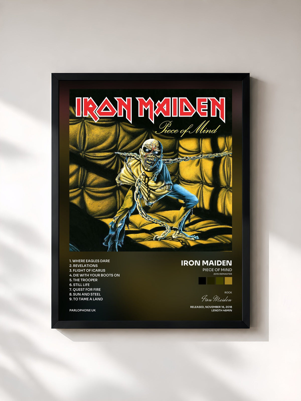 #noir Tableau de l'album Piece of Mind (2015 Remaster) de Iron Maiden, cadre noir, imprimé et encadré en France