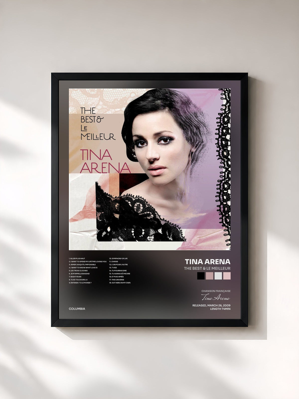 #noir The Best & Le Meilleur de Tina Arena en lámina enmarcada, marco negro, impresa y enmarcada en Francia
