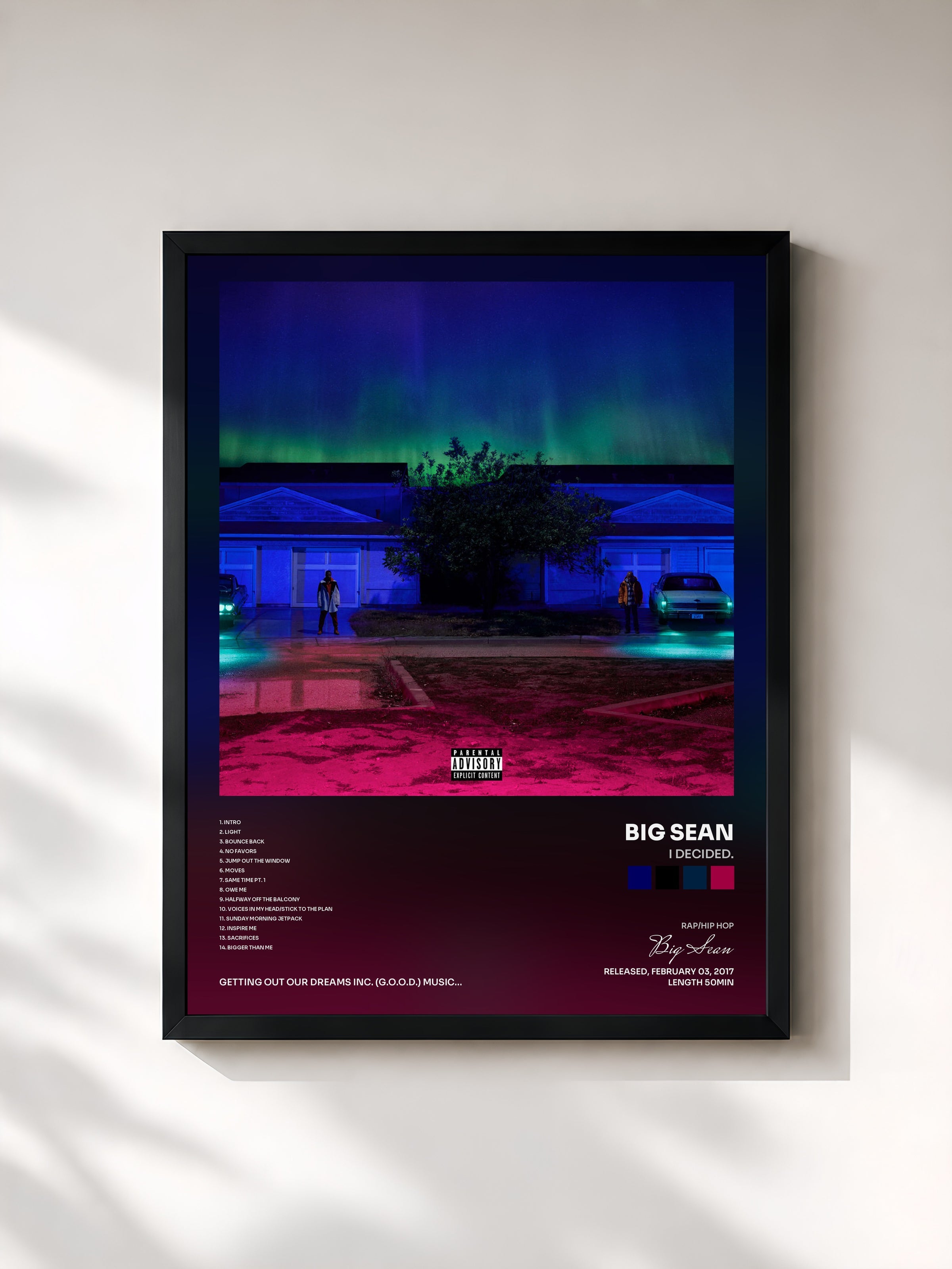 #noir I Decided. de Big Sean en lámina enmarcada, marco negro, impresa y enmarcada en Francia