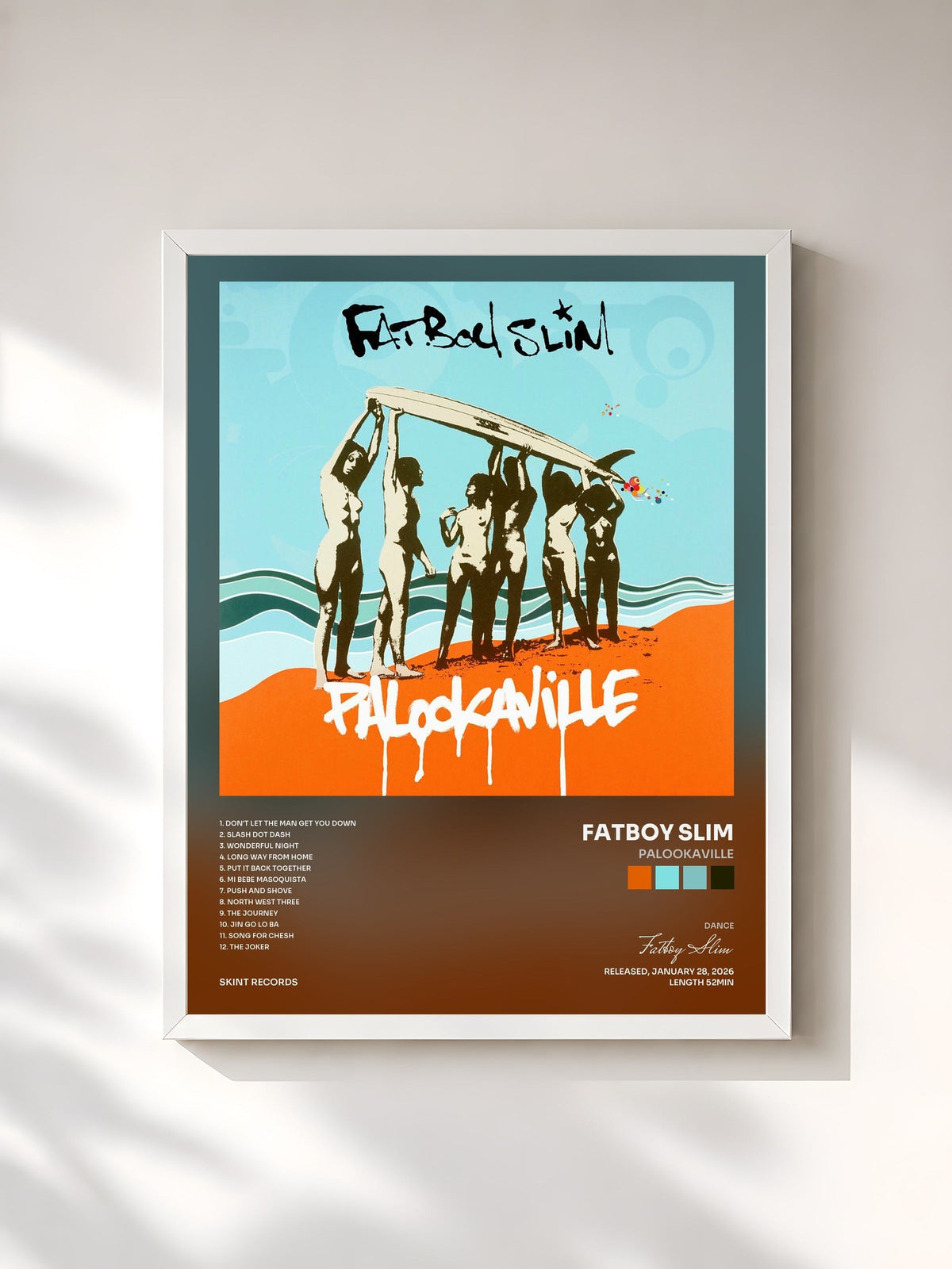 #blanc Tableau de l'album Palookaville de Fatboy Slim, cadre blanc, imprimé et encadré en France