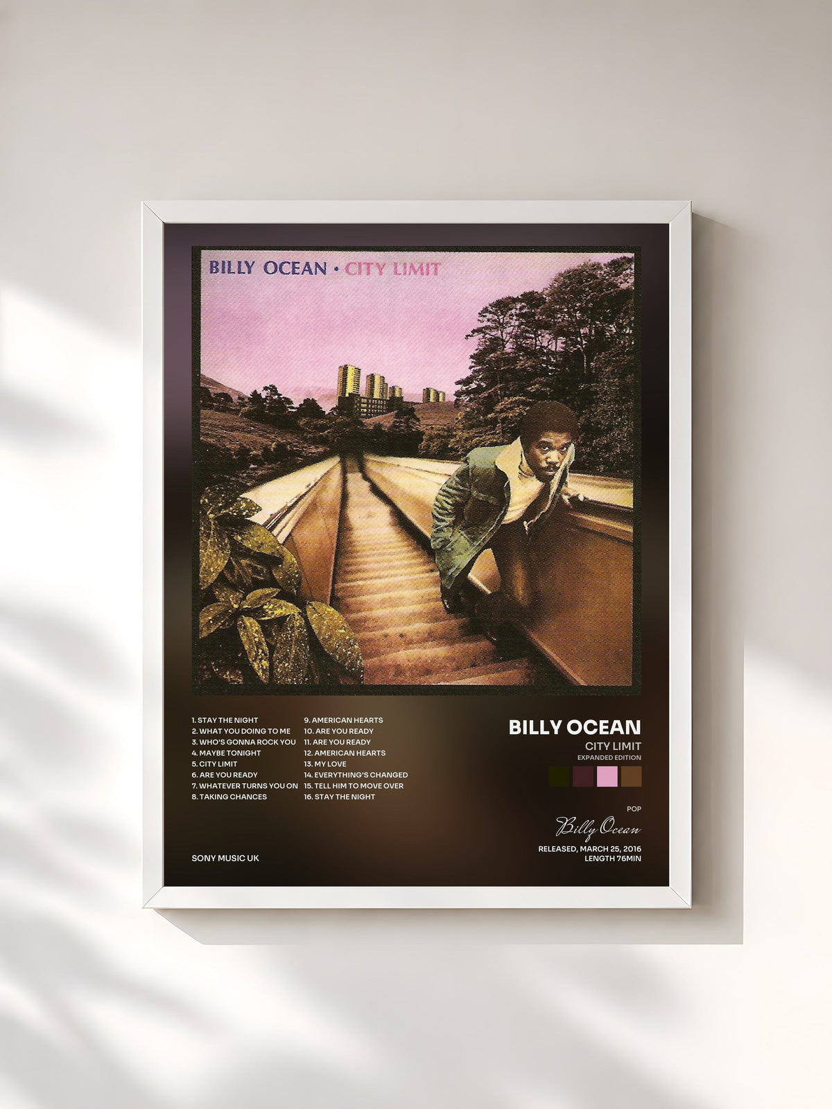 #blanc Tableau de l'album City Limit (Expanded Edition) de Billy Ocean, cadre blanc, imprimé et encadré en France