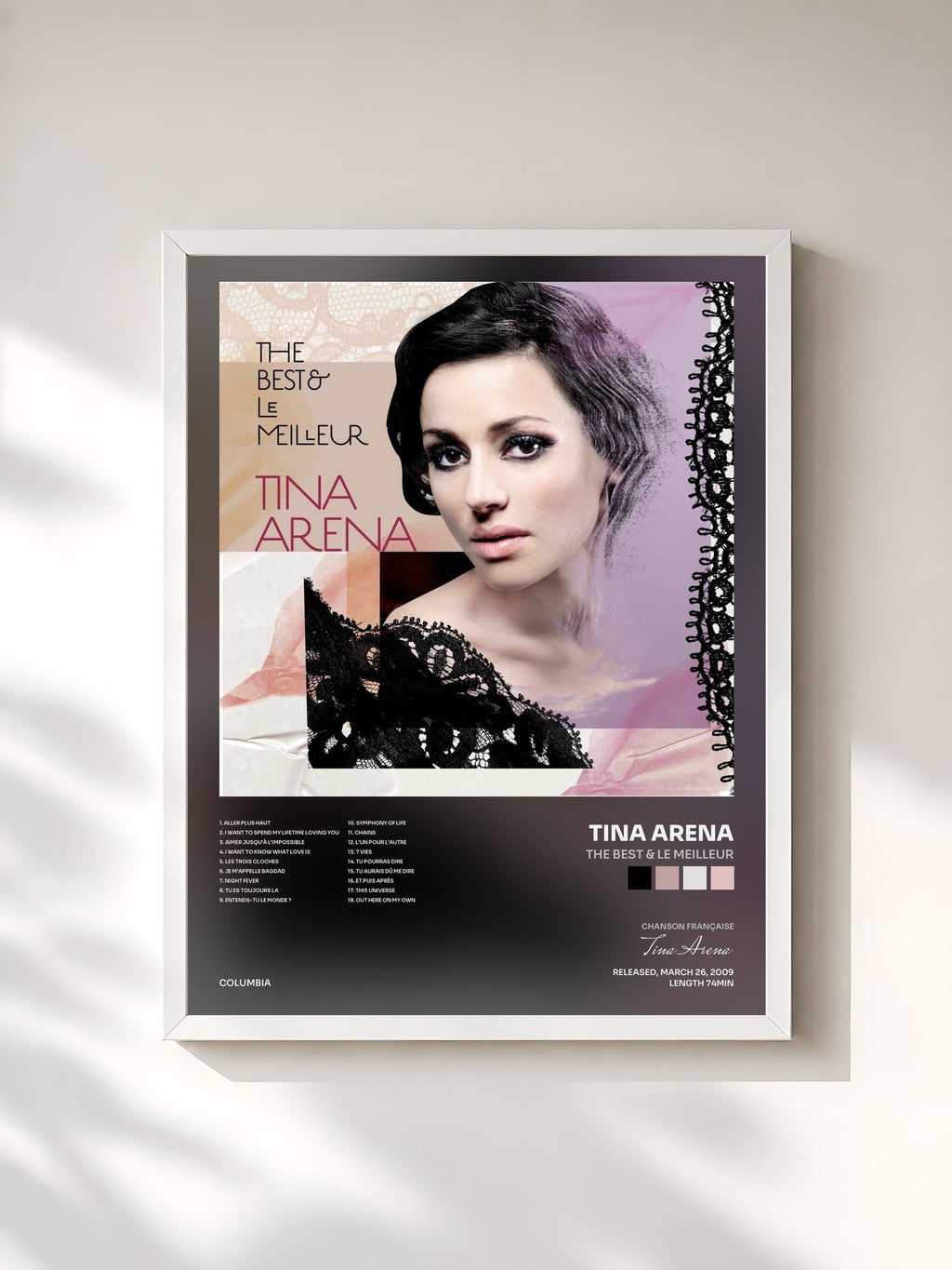 #blanc The Best & Le Meilleur di Tina Arena in stampa incorniciata, cornice bianca, stampata e incorniciata in Francia