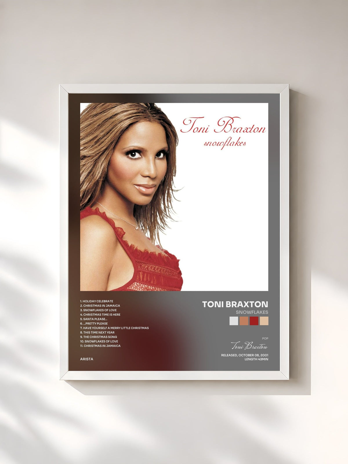#blanc Snowflakes by Toni Braxton as a framed art print, white frame, printed and framed in France