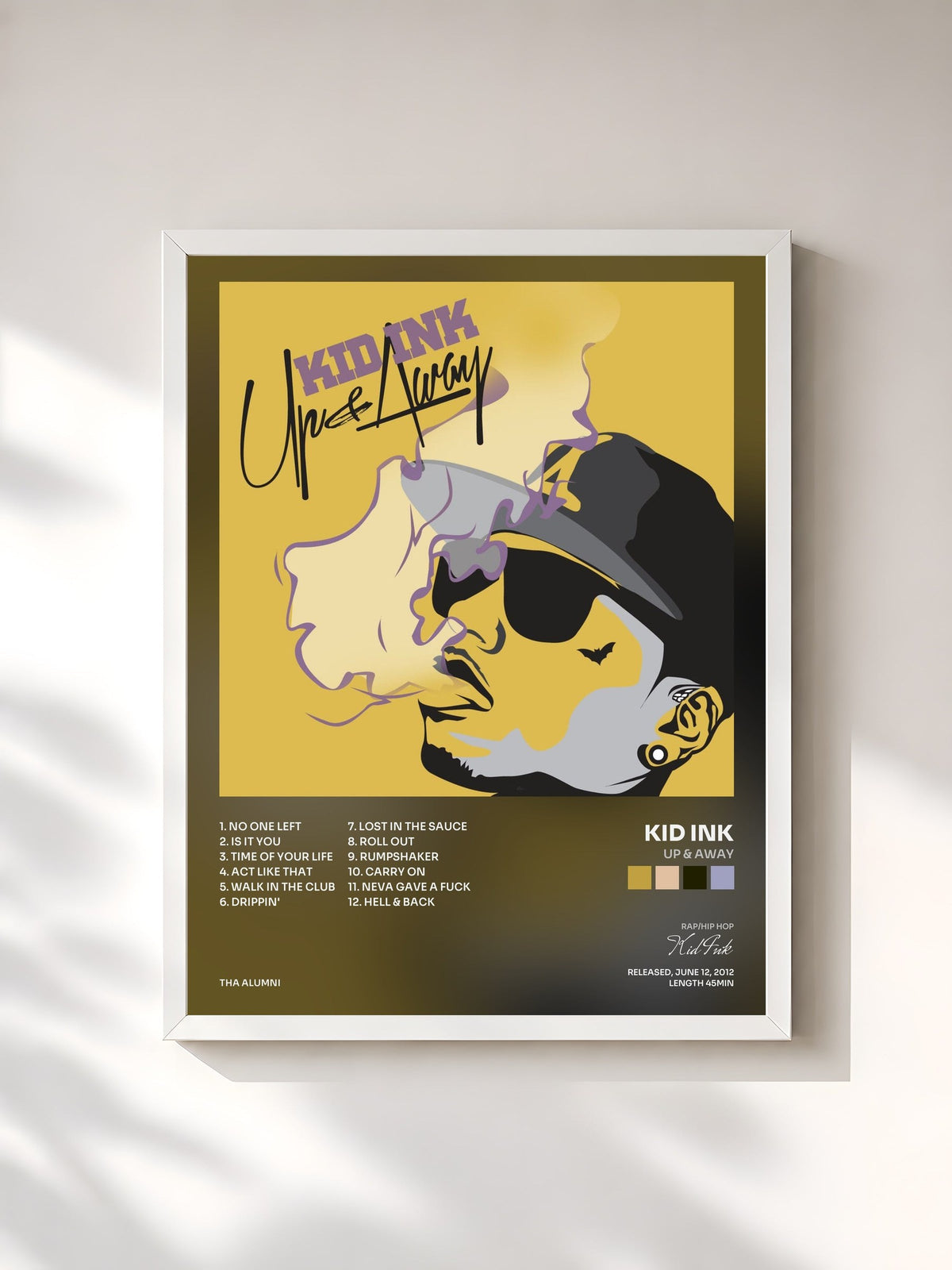 #blanc Up & Away de Kid Ink en lámina enmarcada, marco blanco, impresa y enmarcada en Francia