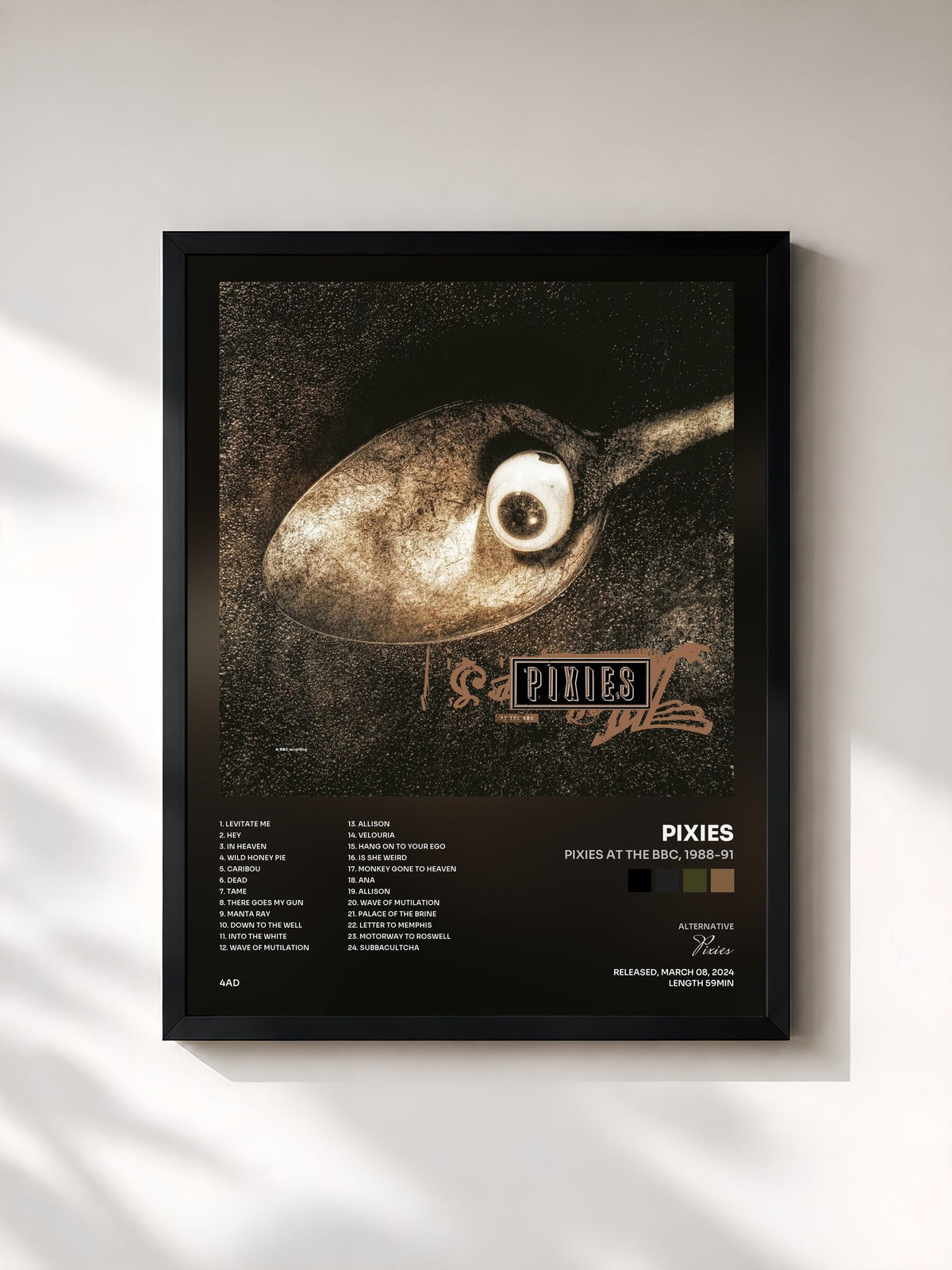 #noir Tableau de l'album Pixies at the BBC, 1988-91 de Pixies, cadre noir, imprimé et encadré en France
