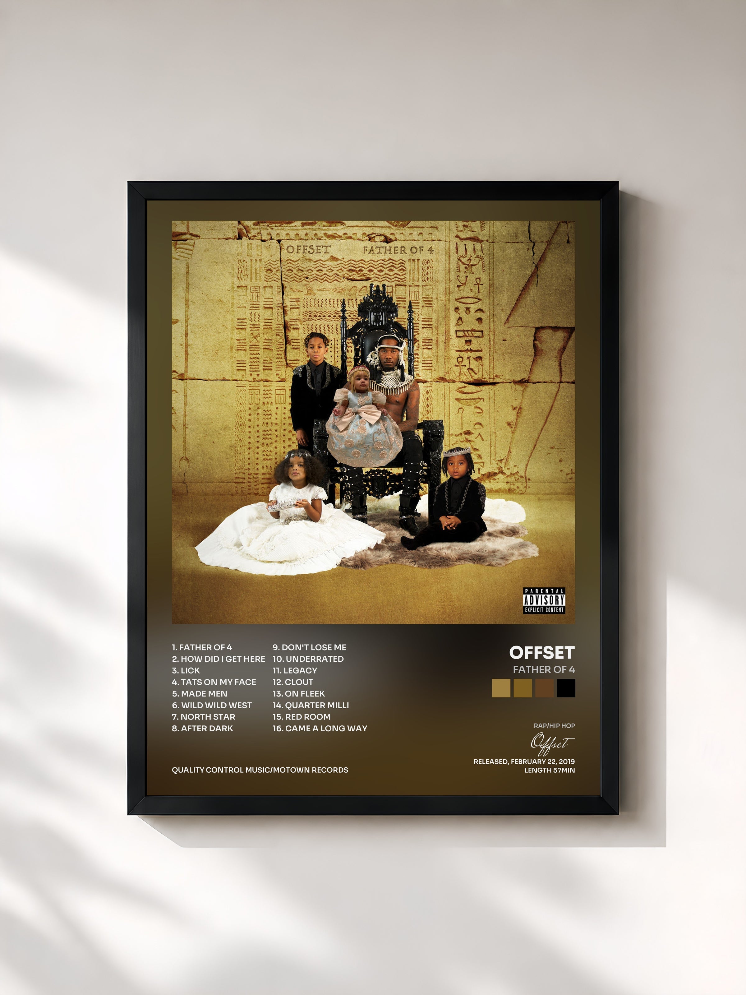 #noir Tableau de l'album FATHER OF 4 de Offset, cadre noir, imprimé et encadré en France