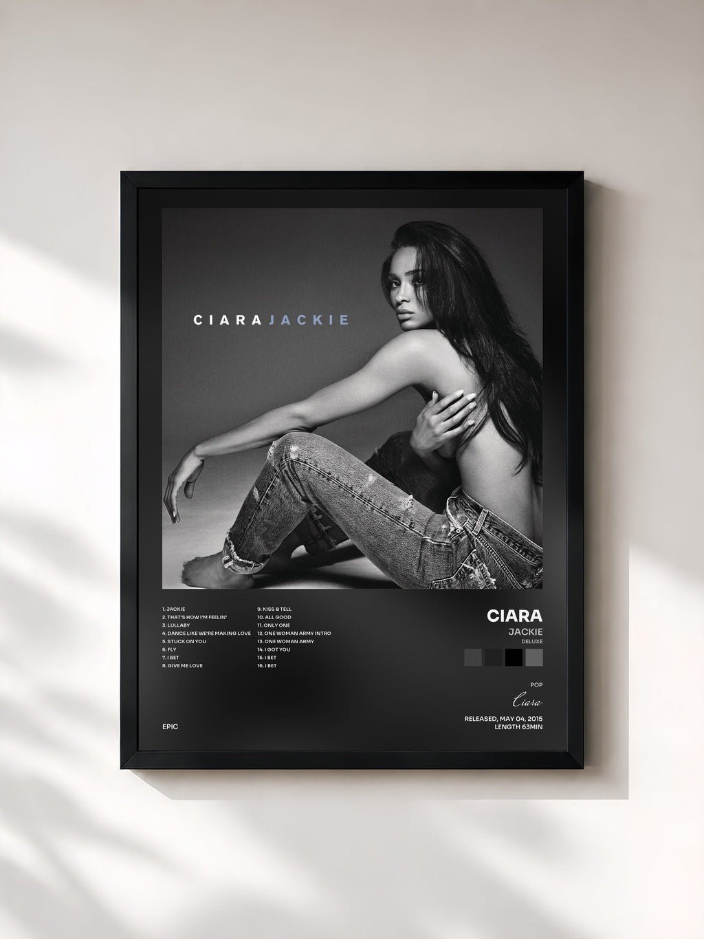 #noir Tableau de l'album Jackie (Deluxe) de Ciara, cadre noir, imprimé et encadré en France