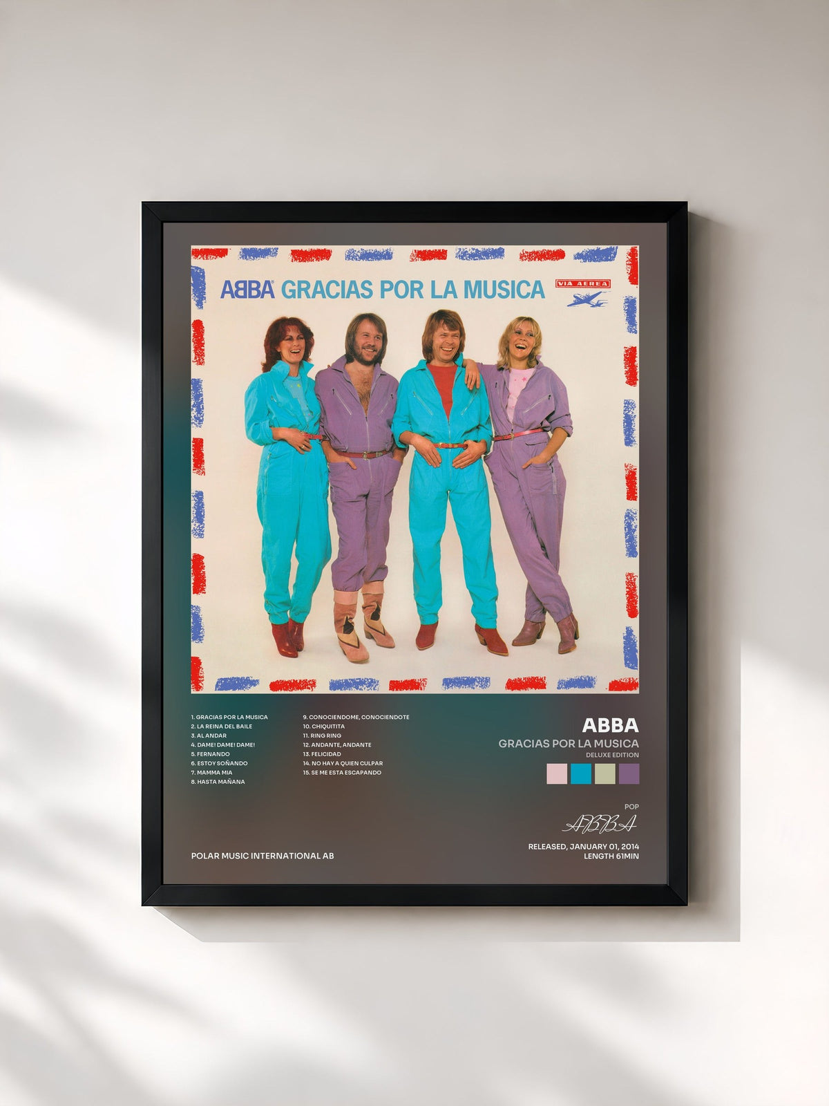 #noir Tableau de l'album Gracias Por La Musica (Deluxe Edition) de ABBA, cadre noir, imprimé et encadré en France
