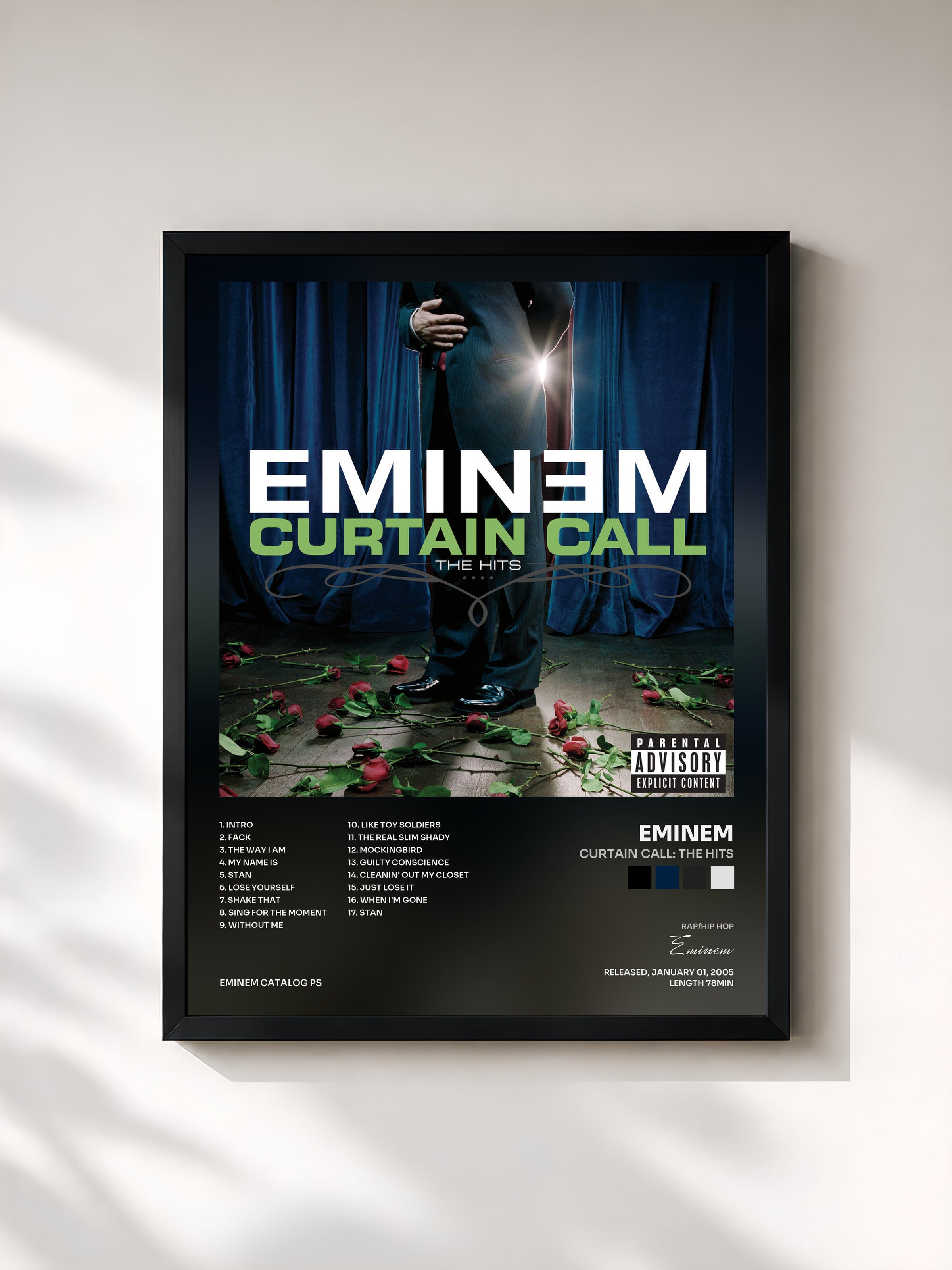 #noir Curtain Call: The Hits di Eminem in stampa incorniciata, cornice nera, stampata e incorniciata in Francia