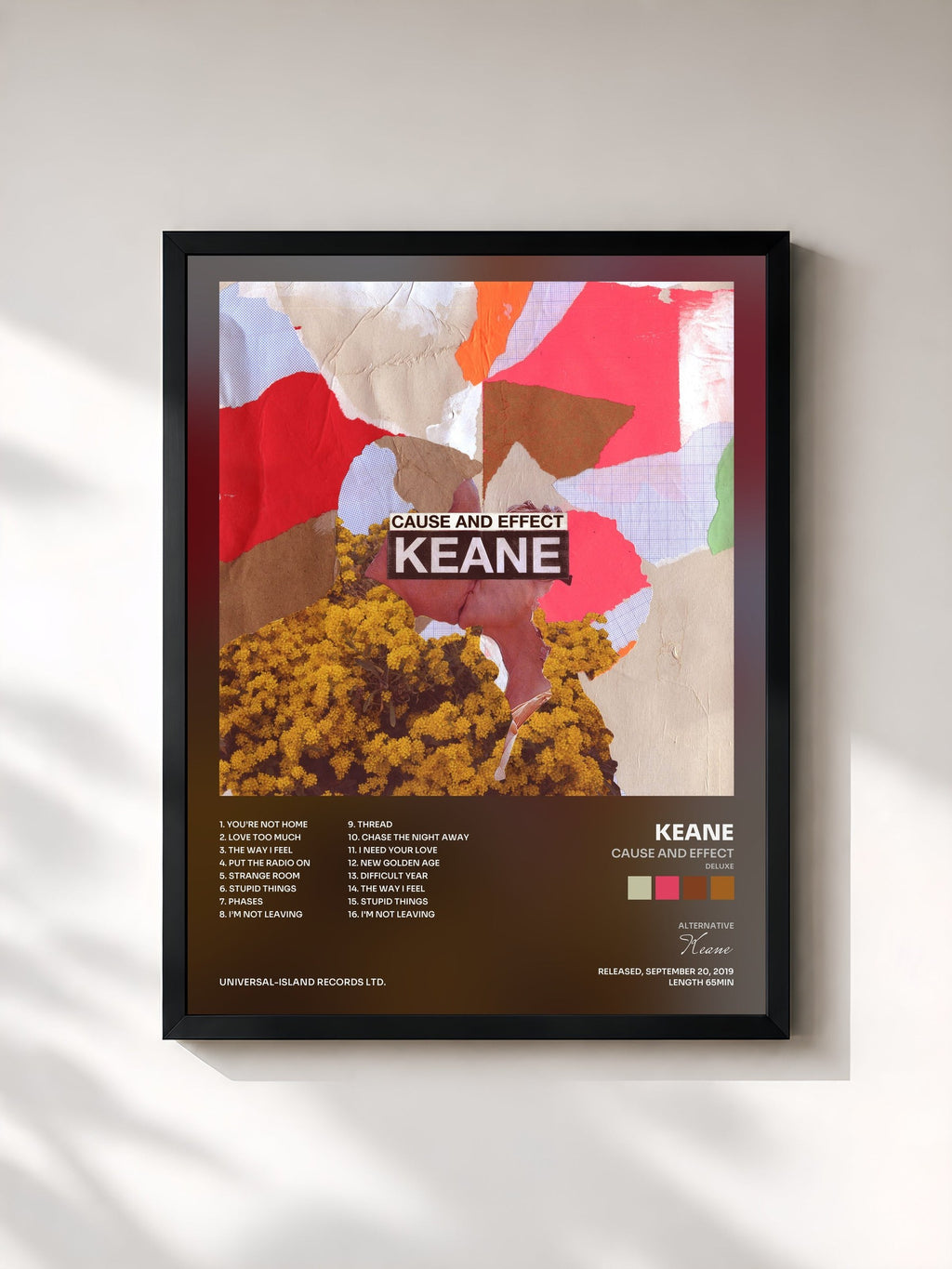 #noir Tableau de l'album Cause And Effect (Deluxe) de Keane, cadre noir, imprimé et encadré en France