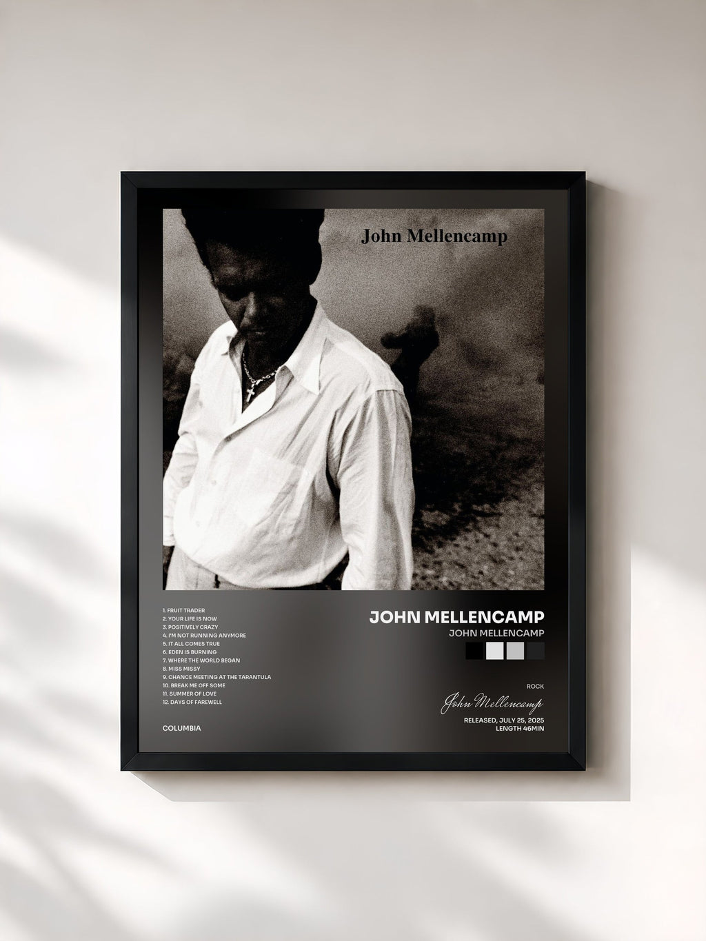 #noir John Mellencamp di John Mellencamp in stampa incorniciata, cornice nera, stampata e incorniciata in Francia