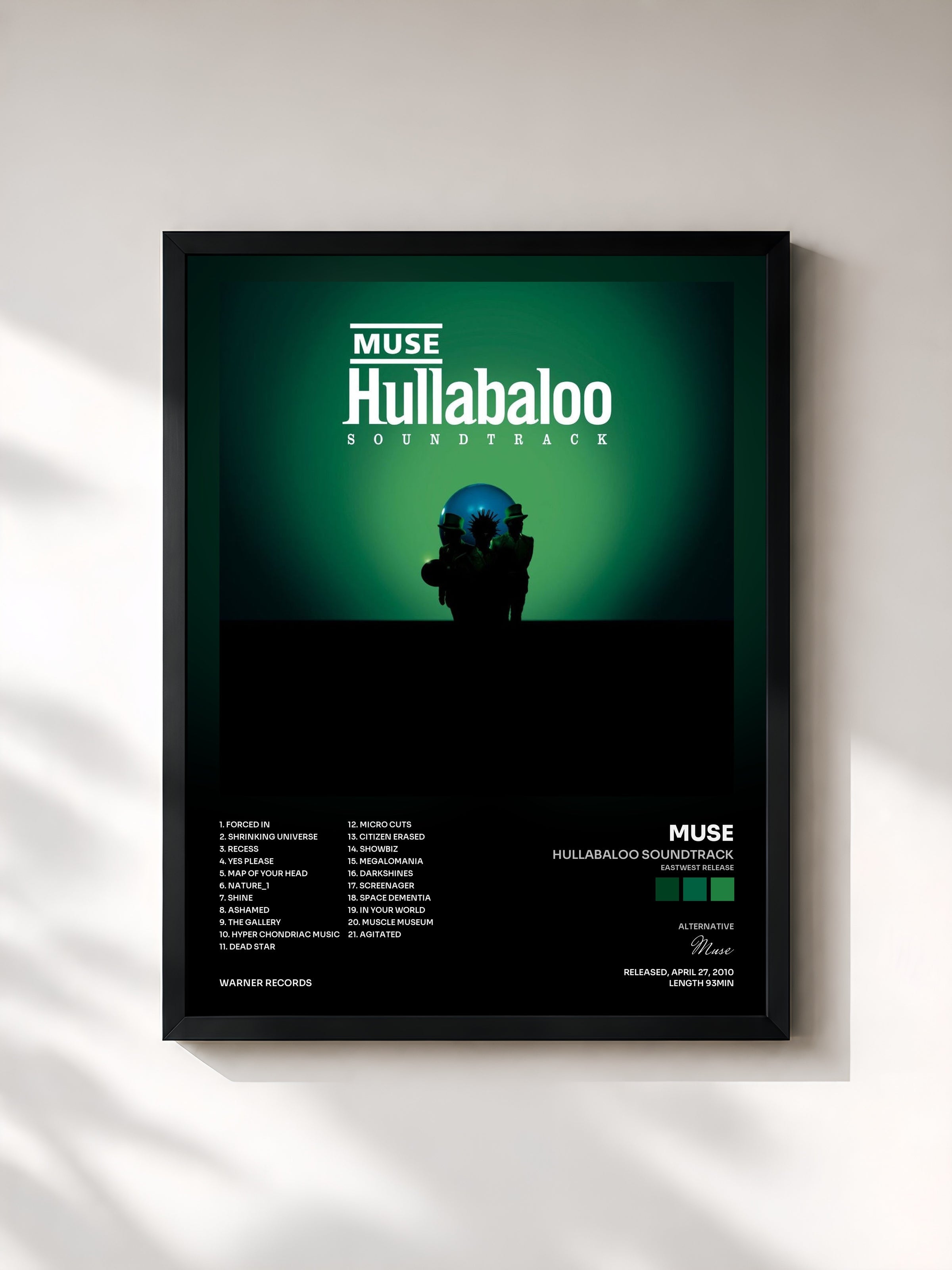 #noir Hullabaloo Soundtrack (Eastwest Release) by Muse as a framed art print, black frame, printed and framed in France