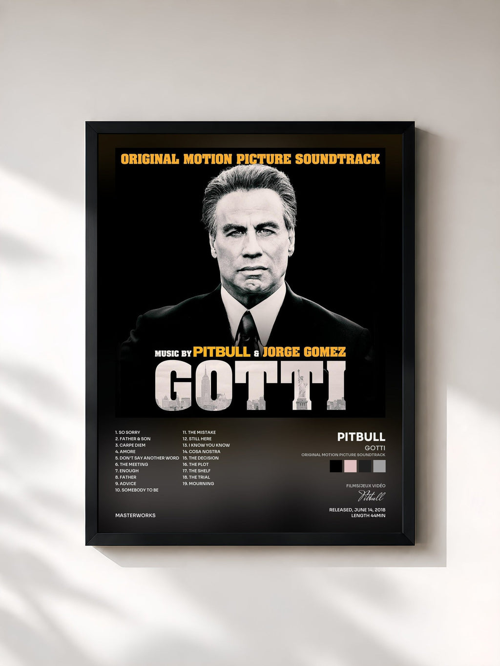 #noir Gotti (Original Motion Picture Soundtrack) by Pitbull as a framed art print, black frame, printed and framed in France