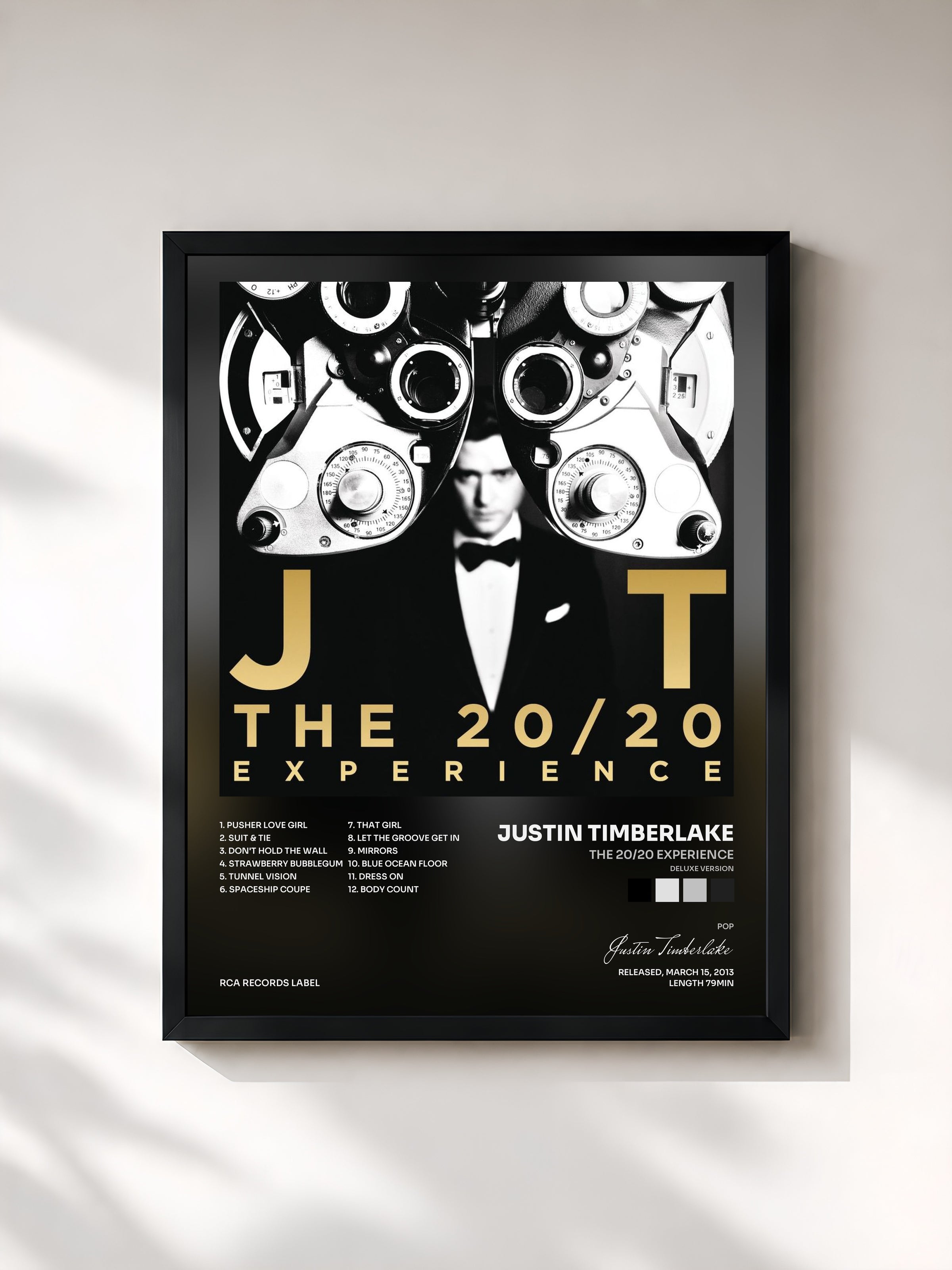 #noir Tableau de l'album The 20/20 Experience (Deluxe Version) de Justin Timberlake, cadre noir, imprimé et encadré en France