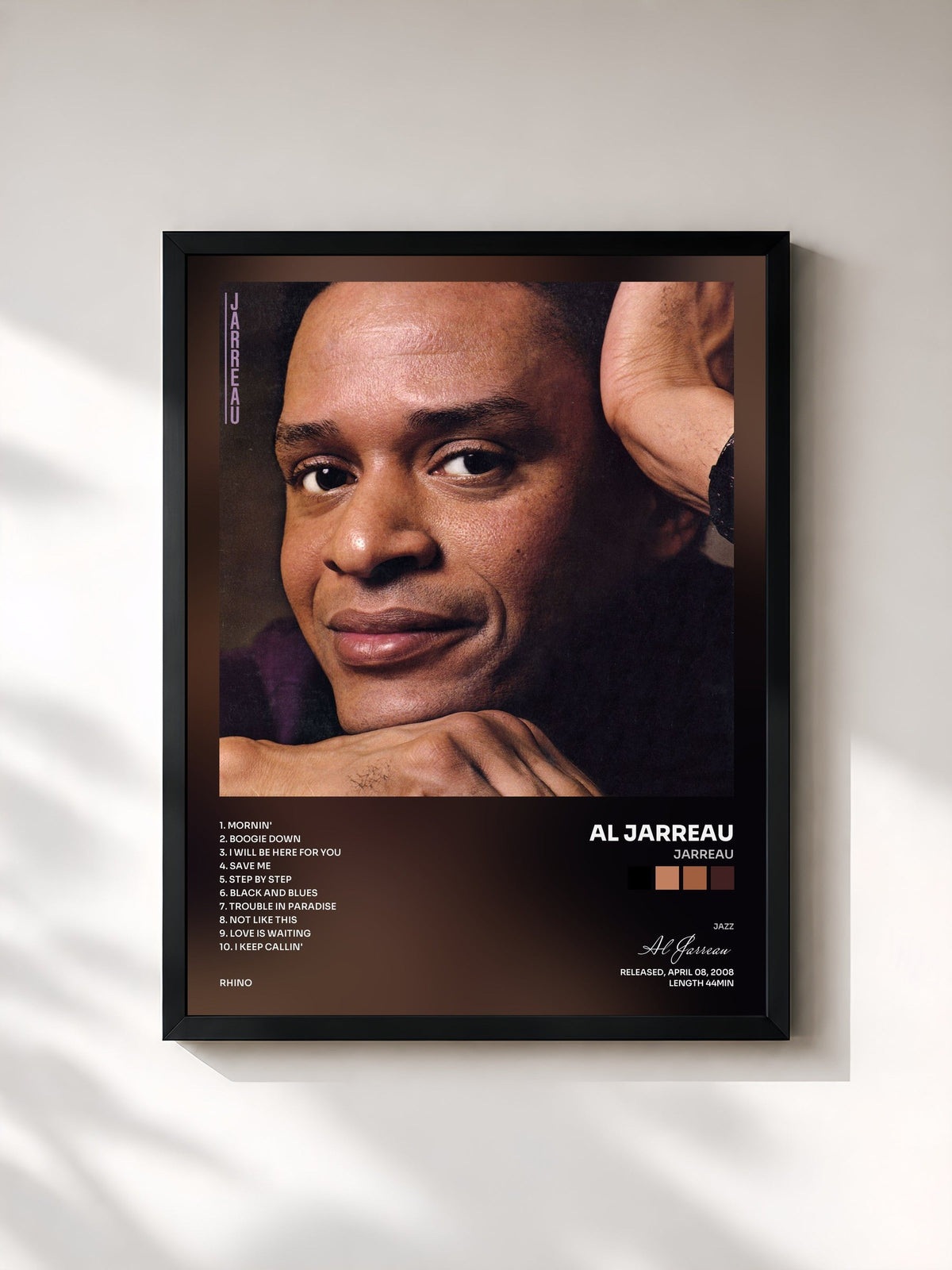 #noir Tableau de l'album Jarreau de Al Jarreau, cadre noir, imprimé et encadré en France