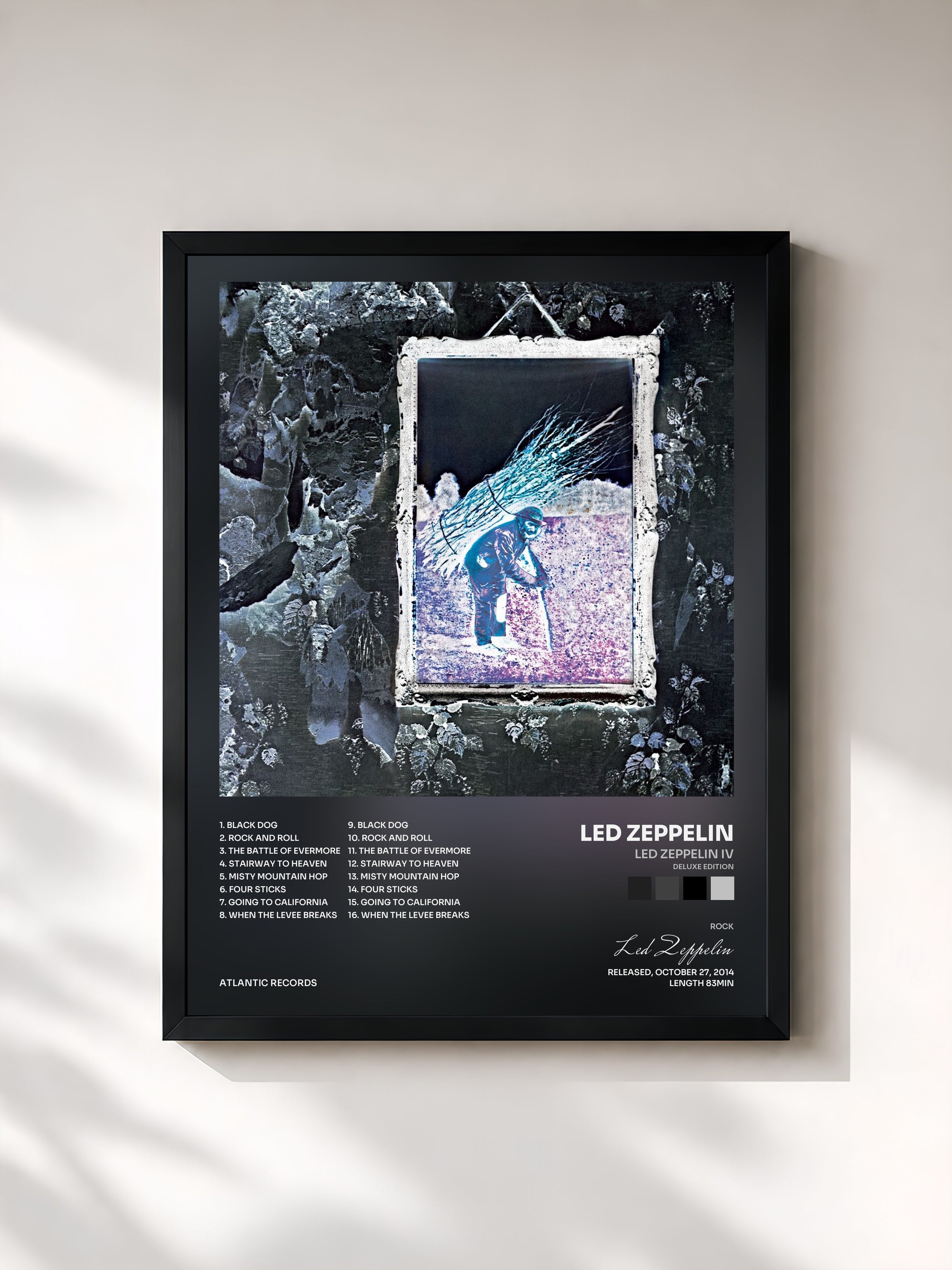 #noir Tableau de l'album Led Zeppelin IV (Deluxe Edition) de Led Zeppelin, cadre noir, imprimé et encadré en France