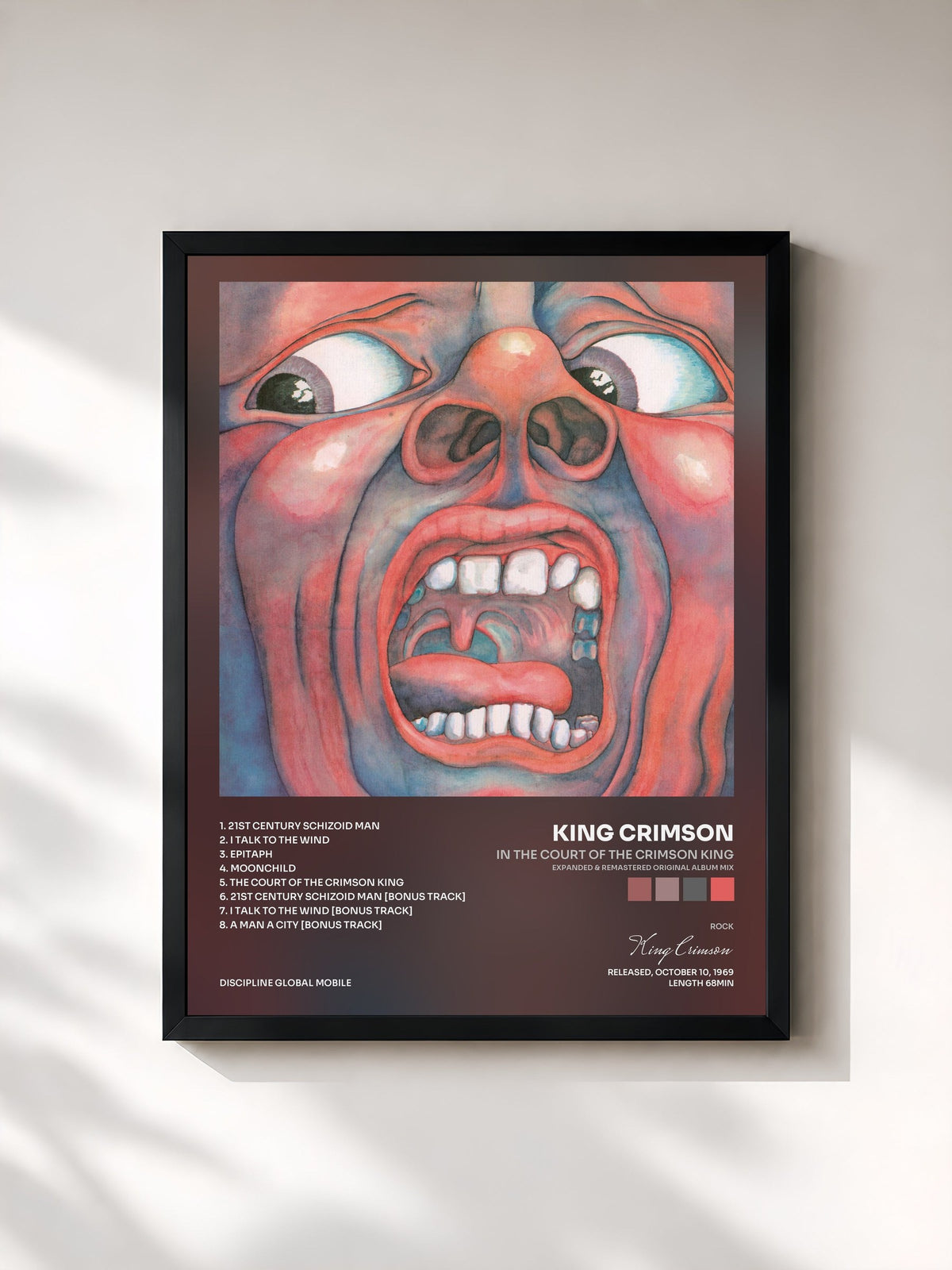 #noir Tableau de l'album In The Court Of The Crimson King (Expanded & Remastered Original Album Mix) de King Crimson, cadre noir, imprimé et encadré en France