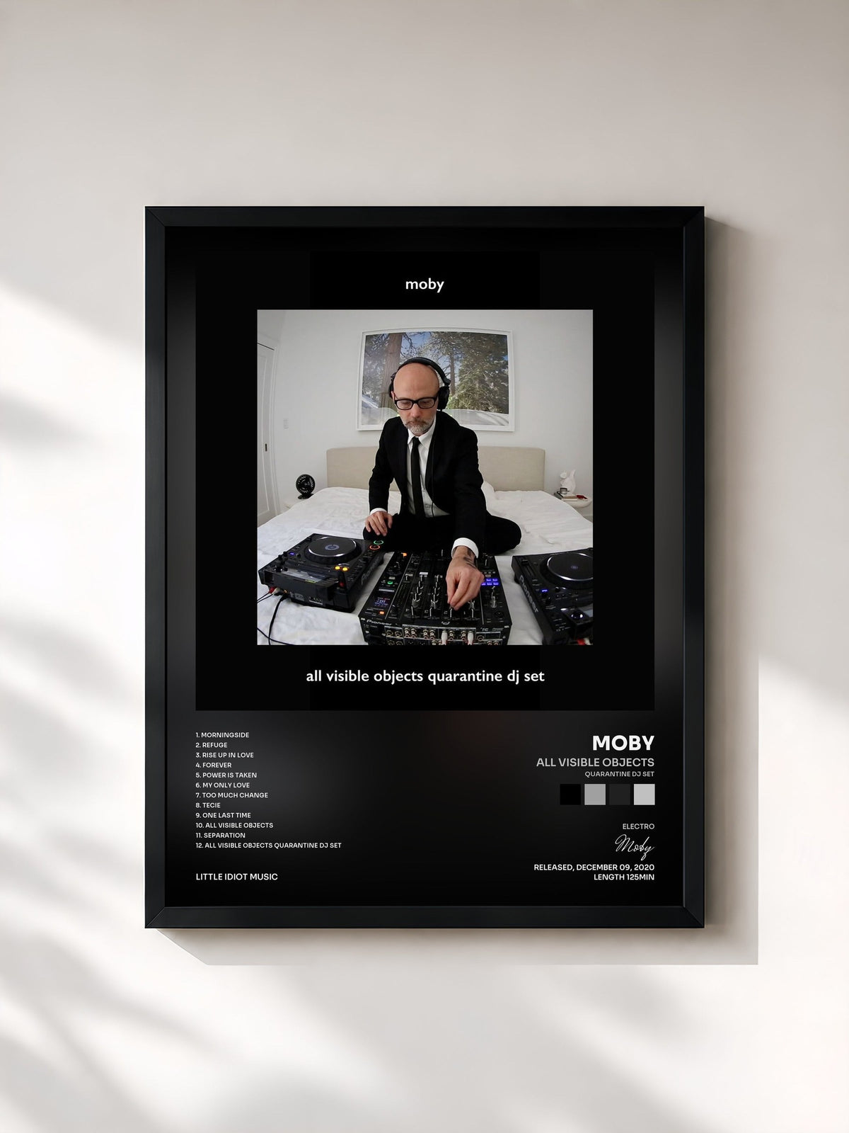 #noir Tableau de l'album All Visible Objects (Quarantine DJ Set) de Moby, cadre noir, imprimé et encadré en France