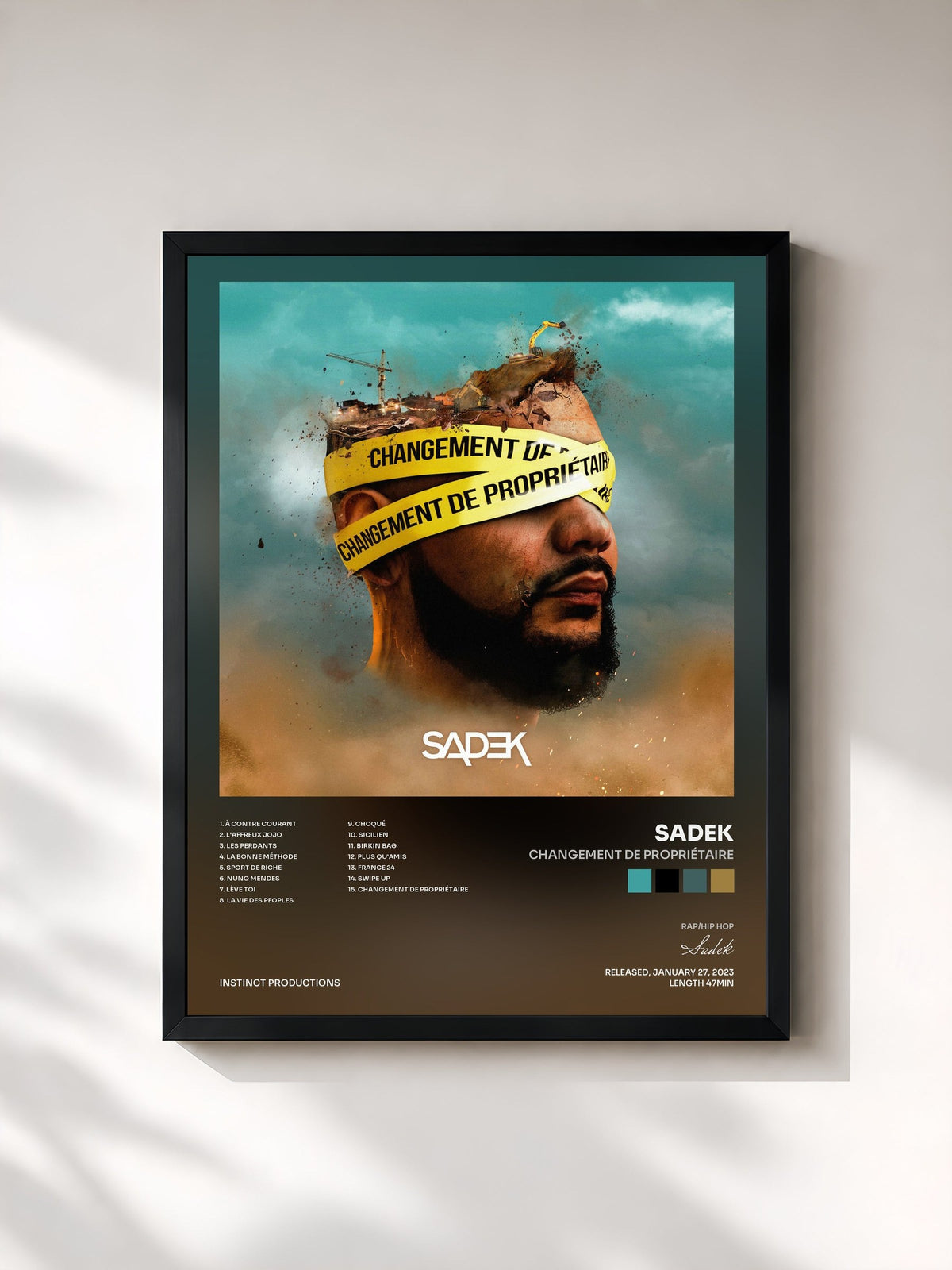 #noir Tableau de l'album Changement de propriétaire de Sadek, cadre noir, imprimé et encadré en France