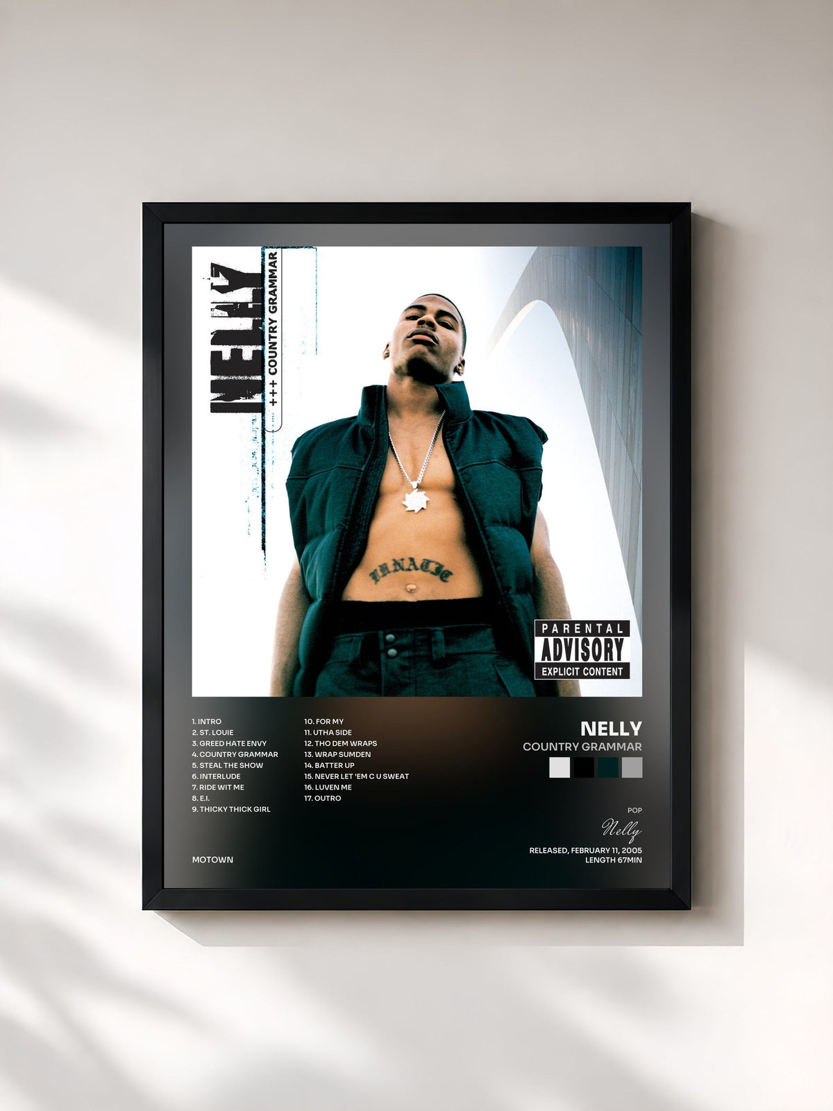 #noir Country Grammar di Nelly in stampa incorniciata, cornice nera, stampata e incorniciata in Francia