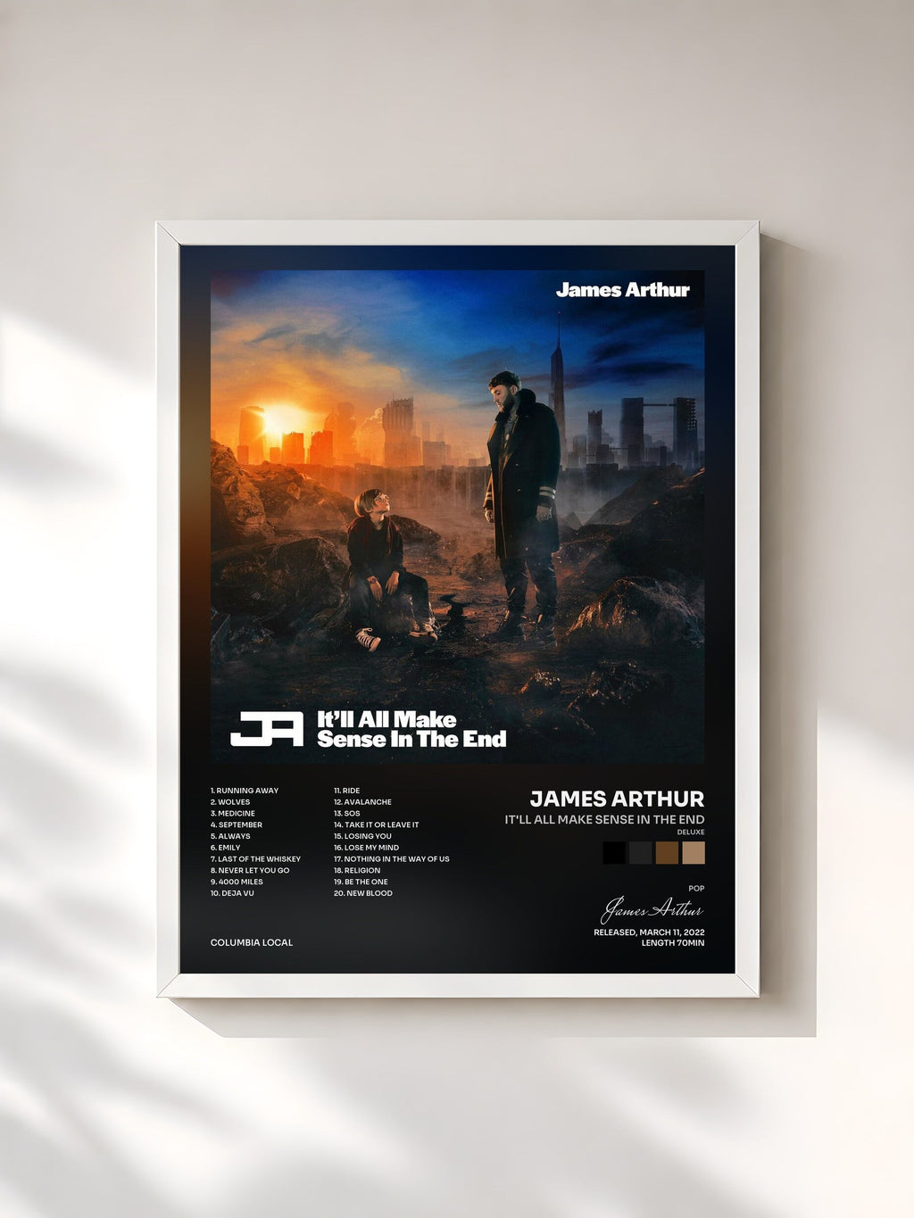 #blanc It'll All Make Sense In The End (Deluxe) di James Arthur in stampa incorniciata, cornice bianca, stampata e incorniciata in Francia