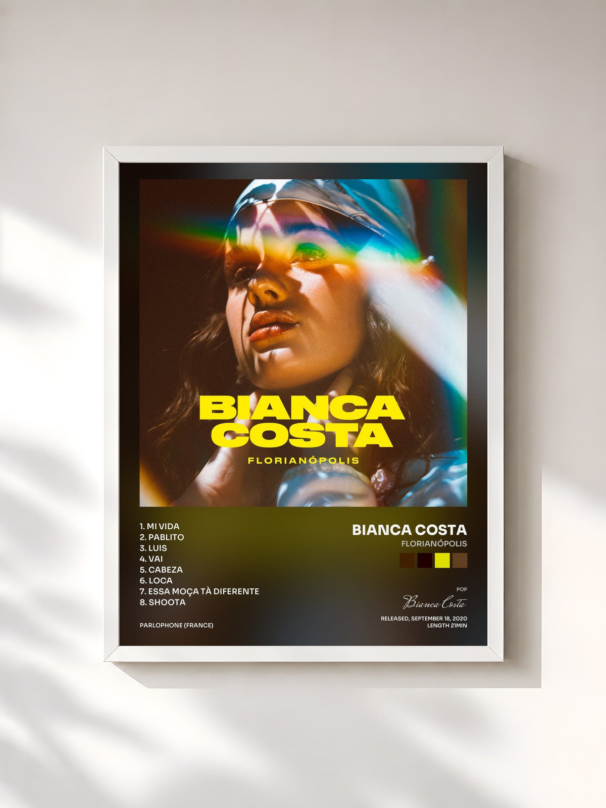 #blanc Florianópolis by Bianca Costa as a framed art print, white frame, printed and framed in France