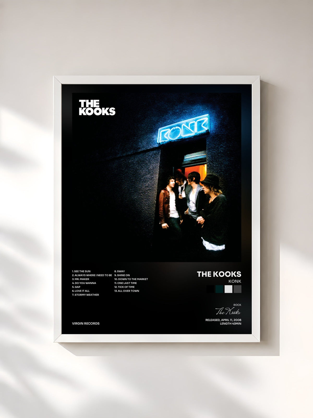 #blanc Konk de The Kooks en lámina enmarcada, marco blanco, impresa y enmarcada en Francia
