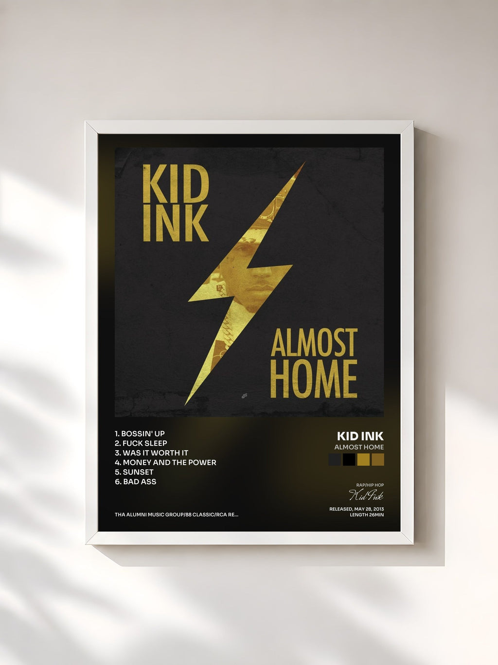 #blanc Almost Home by Kid Ink as a framed art print, white frame, printed and framed in France