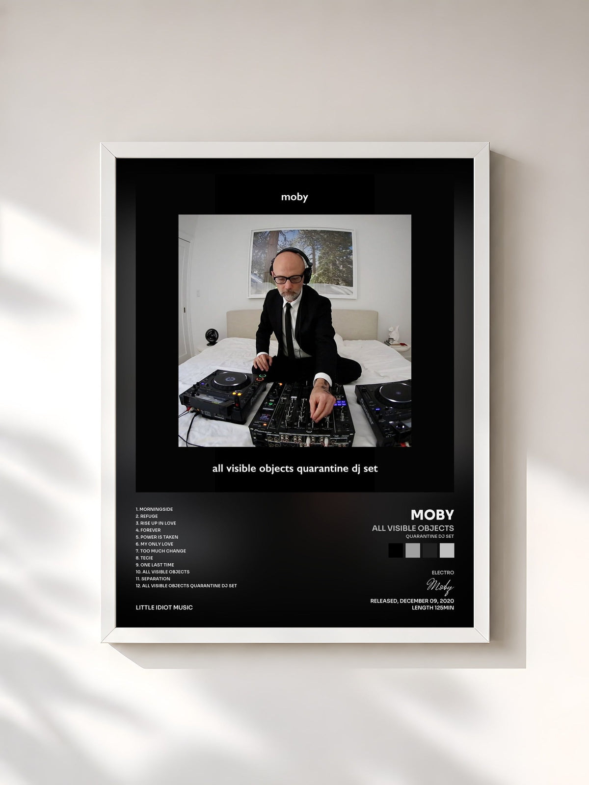 #blanc Tableau de l'album All Visible Objects (Quarantine DJ Set) de Moby, cadre blanc, imprimé et encadré en France