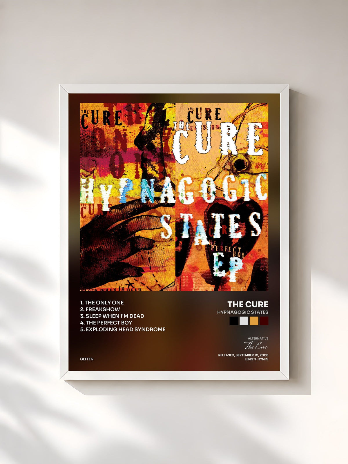 #blanc Tableau de l'album Hypnagogic States de The Cure, cadre blanc, imprimé et encadré en France