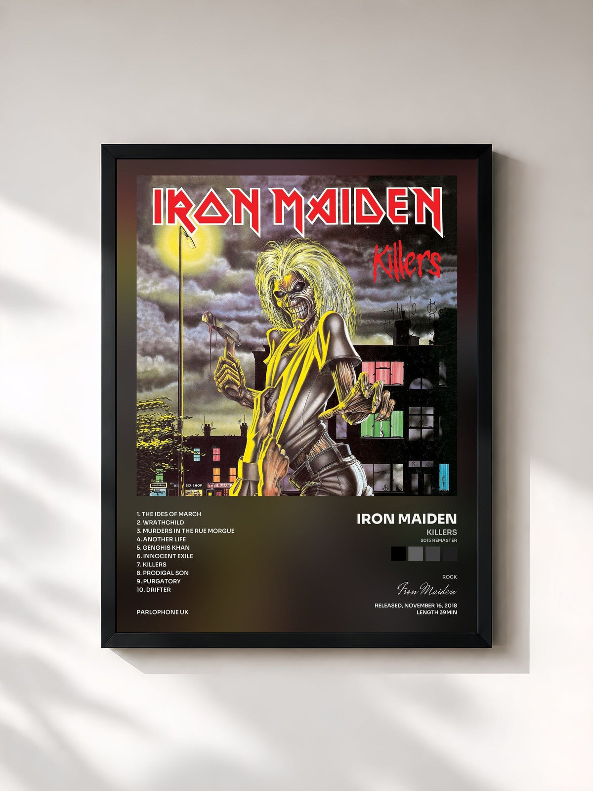#noir Tableau de l'album Killers (2015 Remaster) de Iron Maiden, cadre noir, imprimé et encadré en France