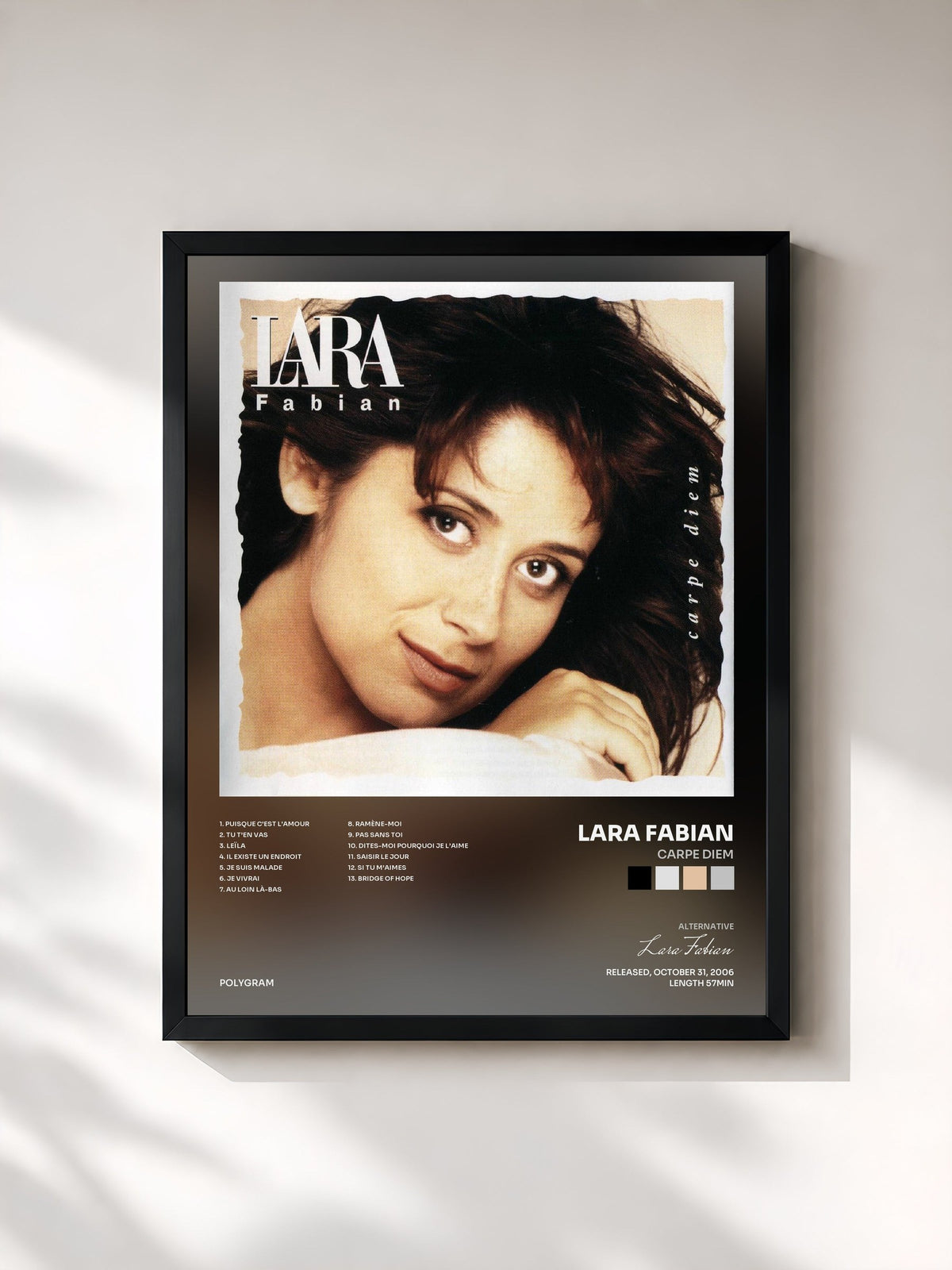 #noir Carpe Diem di Lara Fabian in stampa incorniciata, cornice nera, stampata e incorniciata in Francia