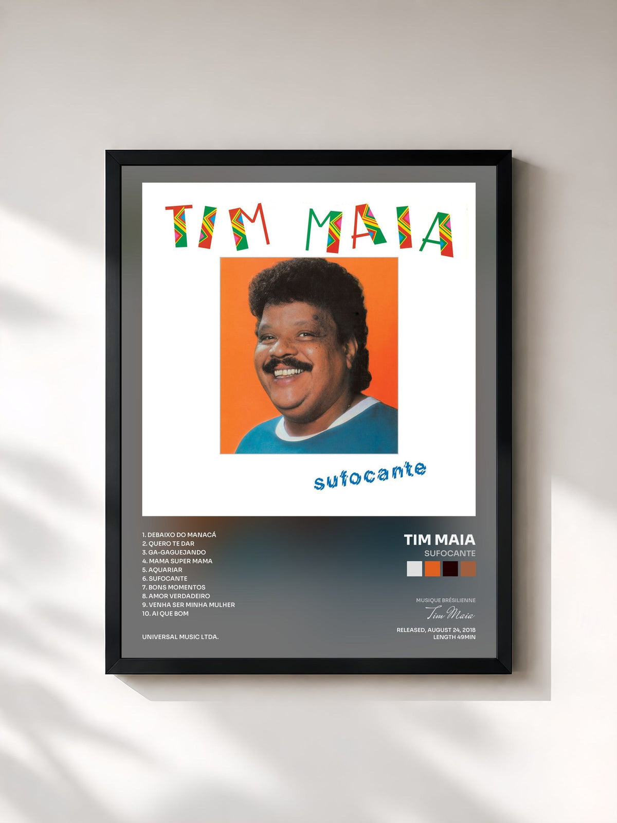 #noir Sufocante von Tim Maia als gerahmter Kunstdruck, schwarzer Rahmen, gedruckt und gerahmt in Frankreich