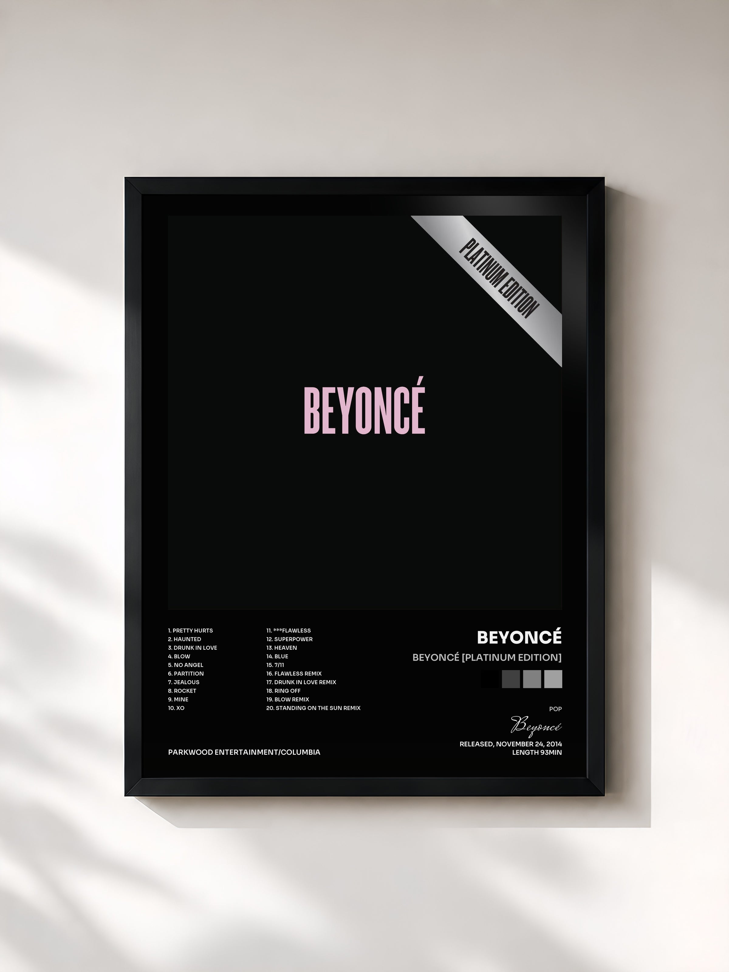 #noir BEYONCÉ [Platinum Edition] di Beyoncé in stampa incorniciata, cornice nera, stampata e incorniciata in Francia