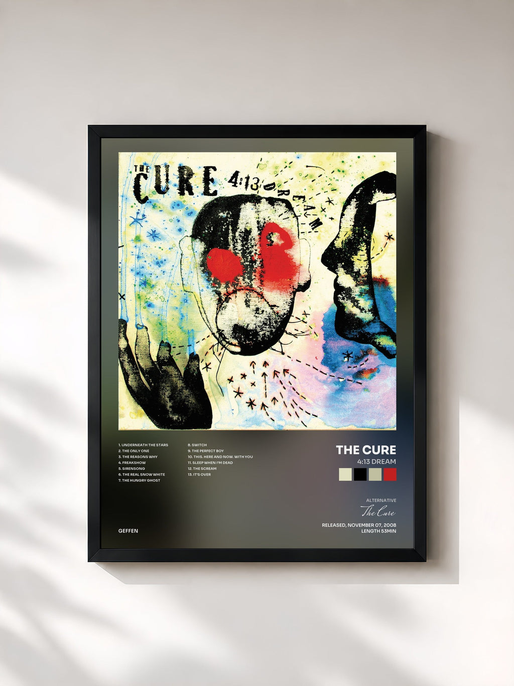 #noir Tableau de l'album 4:13 Dream de The Cure, cadre noir, imprimé et encadré en France